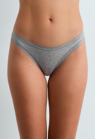 3 thongs with cotton Rib — MID GREY 2