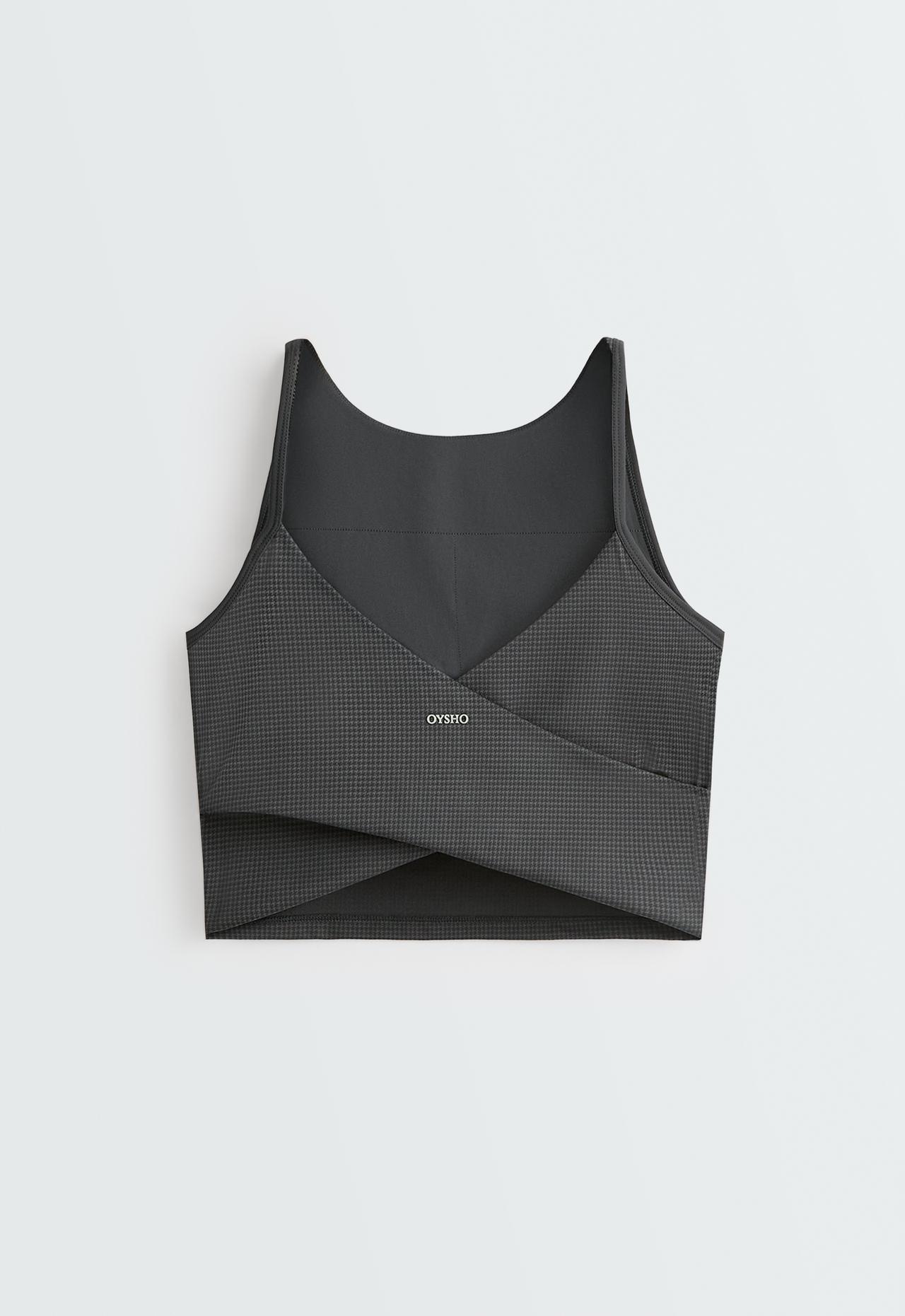 Halter houndstooth print tank top — ANTHRACITE