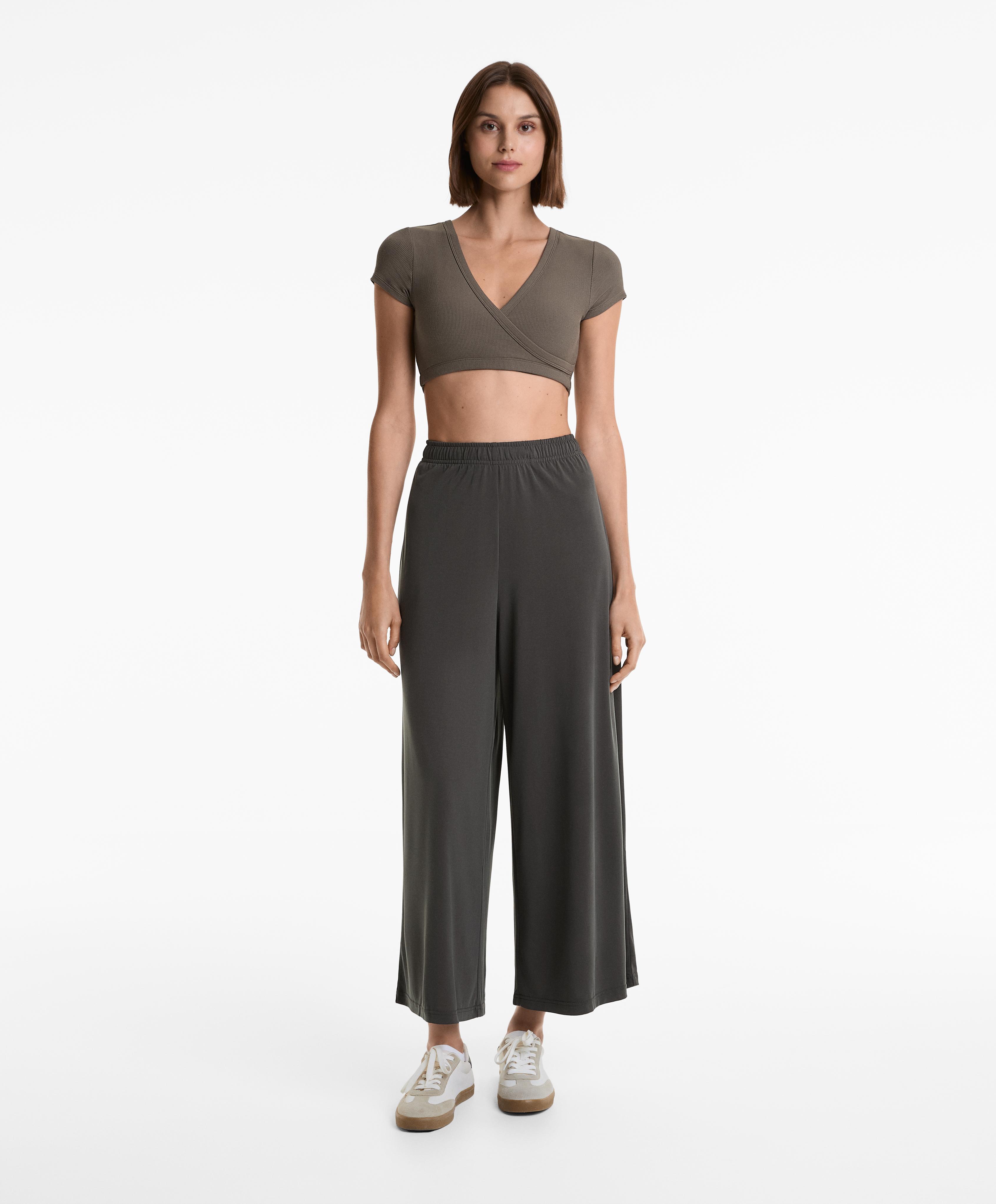 Flowy wide-leg crop trousers with modal - Sale Flowy wide-leg crop trousers with modal - Sale