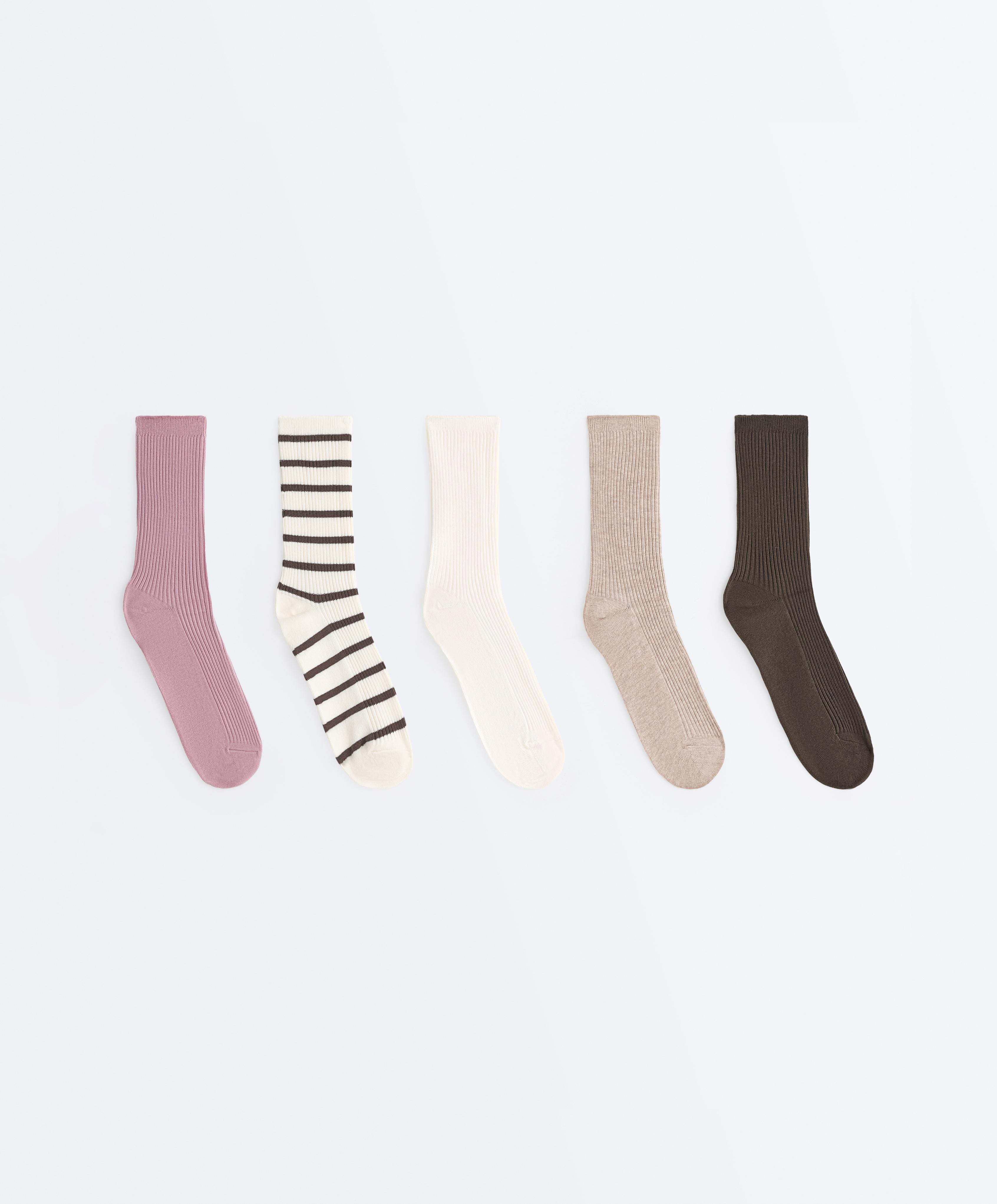5 pairs of cotton blend classic socks — VINTAGE PINK
