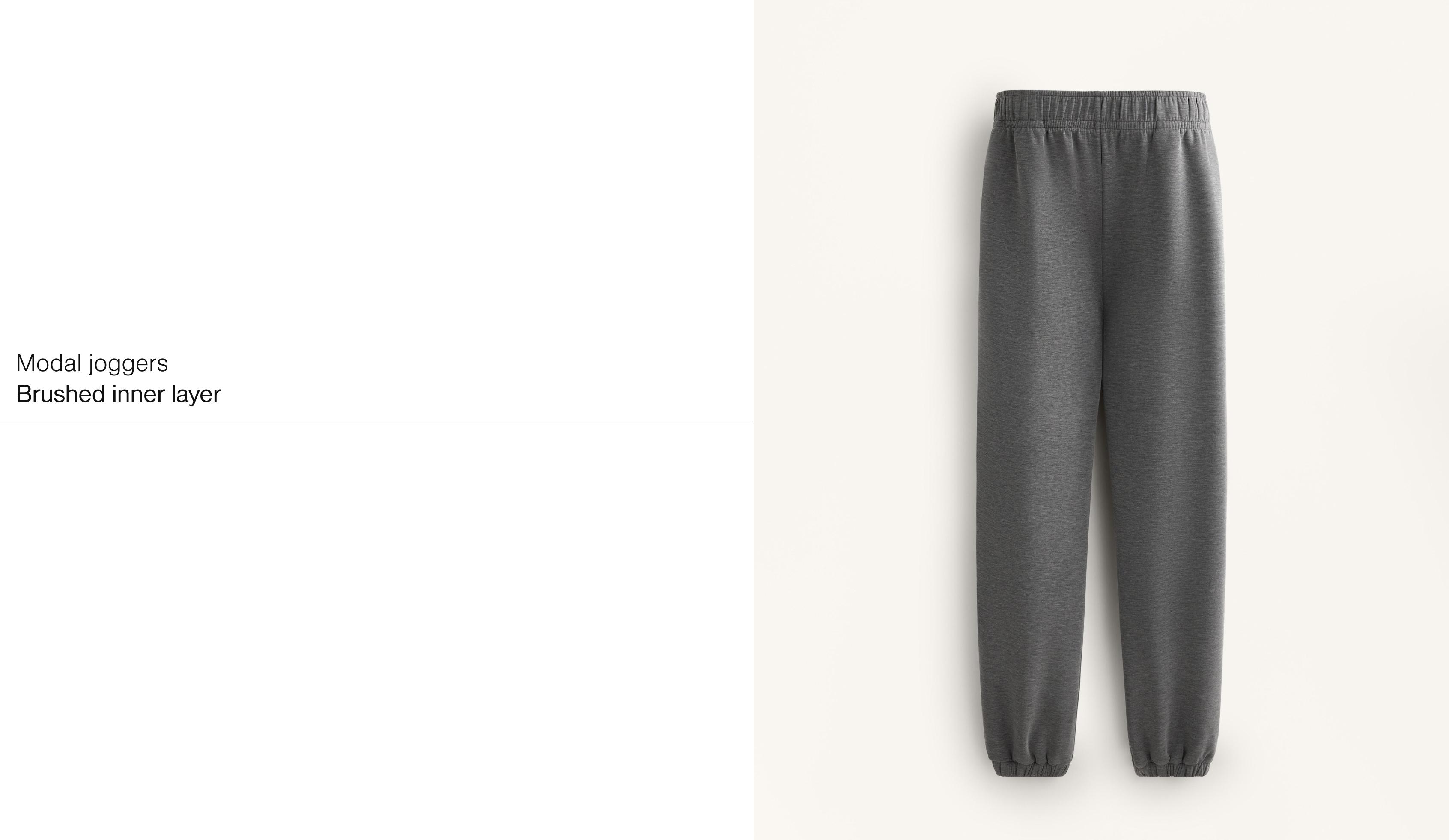 Brushed marl modal joggers — ASPHALT GREY