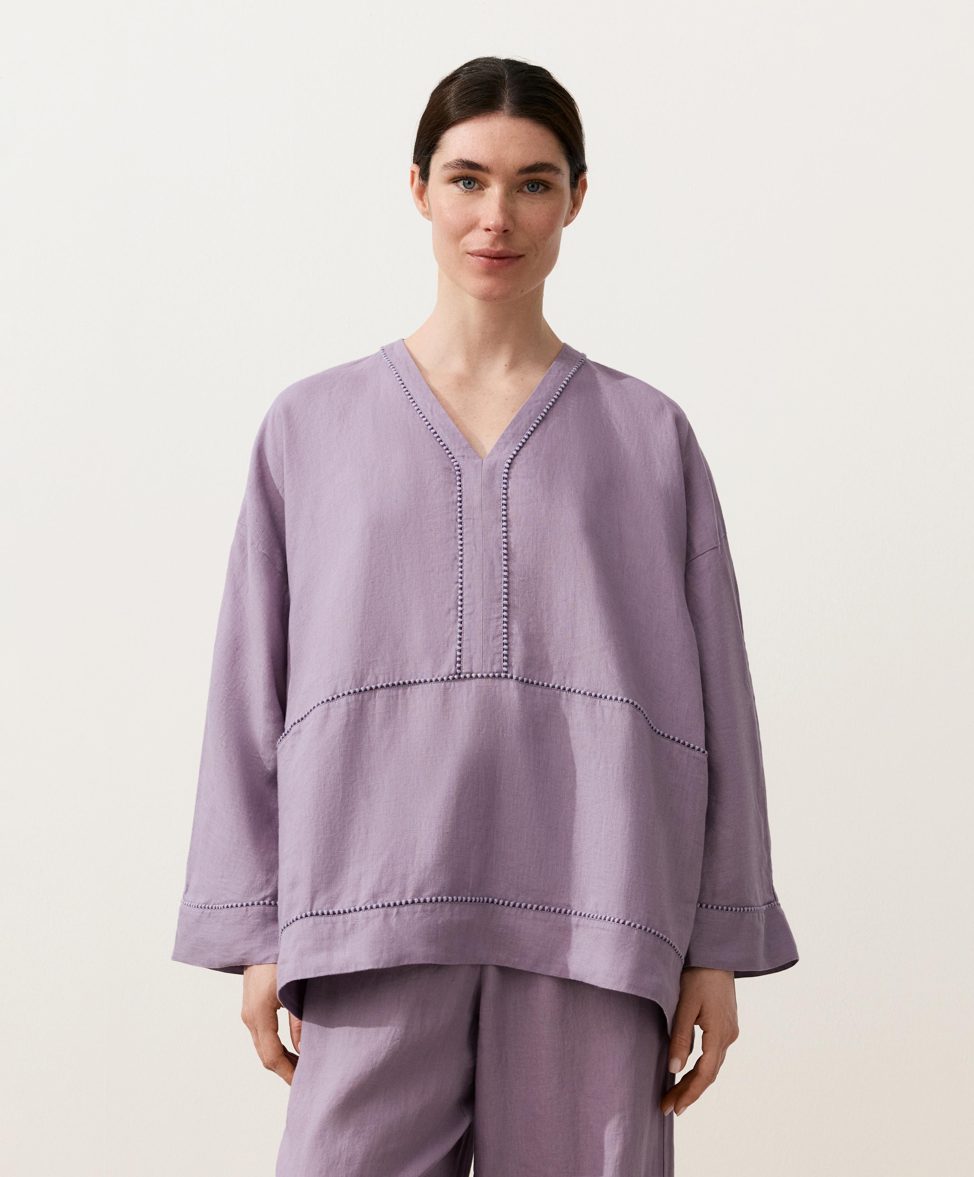 100% linen kaftan shirt — LILAC