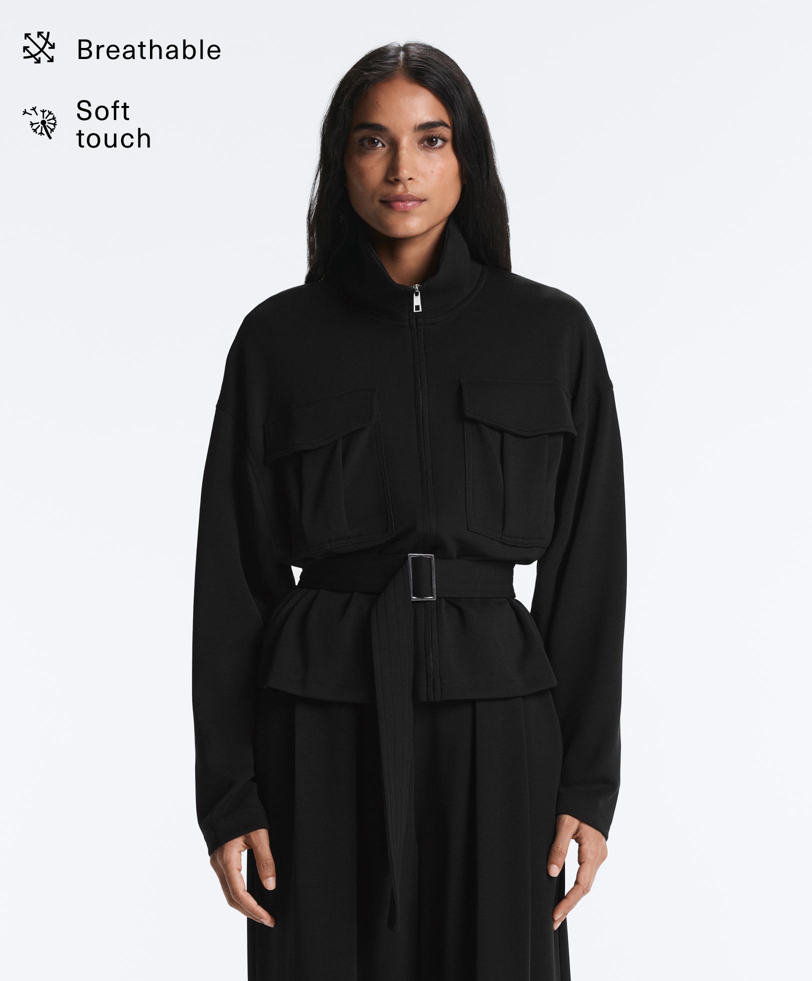 Jacke mit Gürtel und Modal mit weichem Griff Jacke mit Gürtel und Modal mit weichem Griff