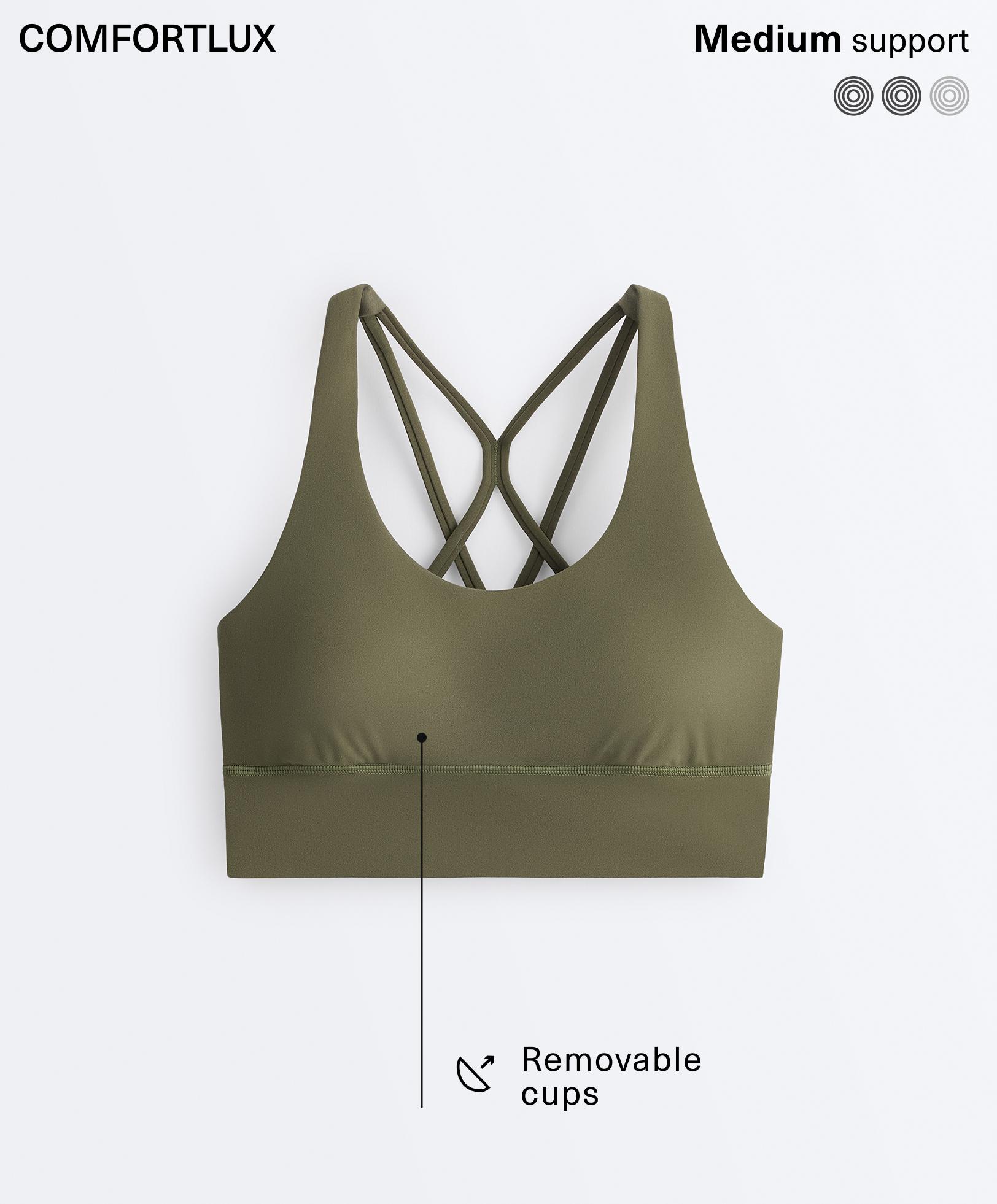 Medium-support Comfortlux sports bra with cups — KHAKI