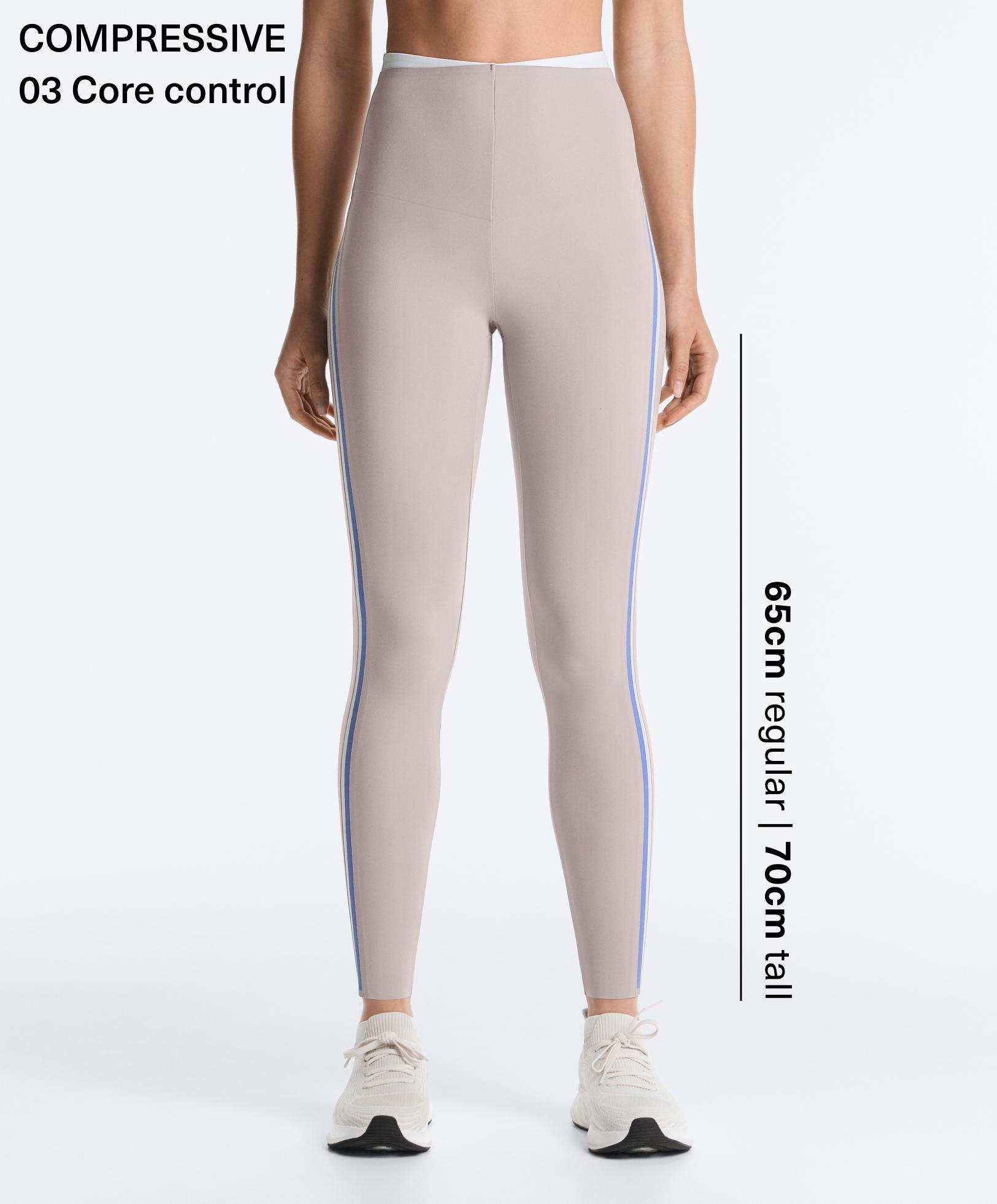 High rise compressive contrast ankle-length leggings