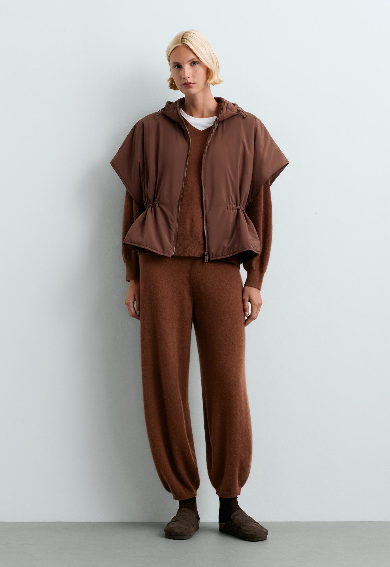 Cape-style padded gilet — CHOCOLATE