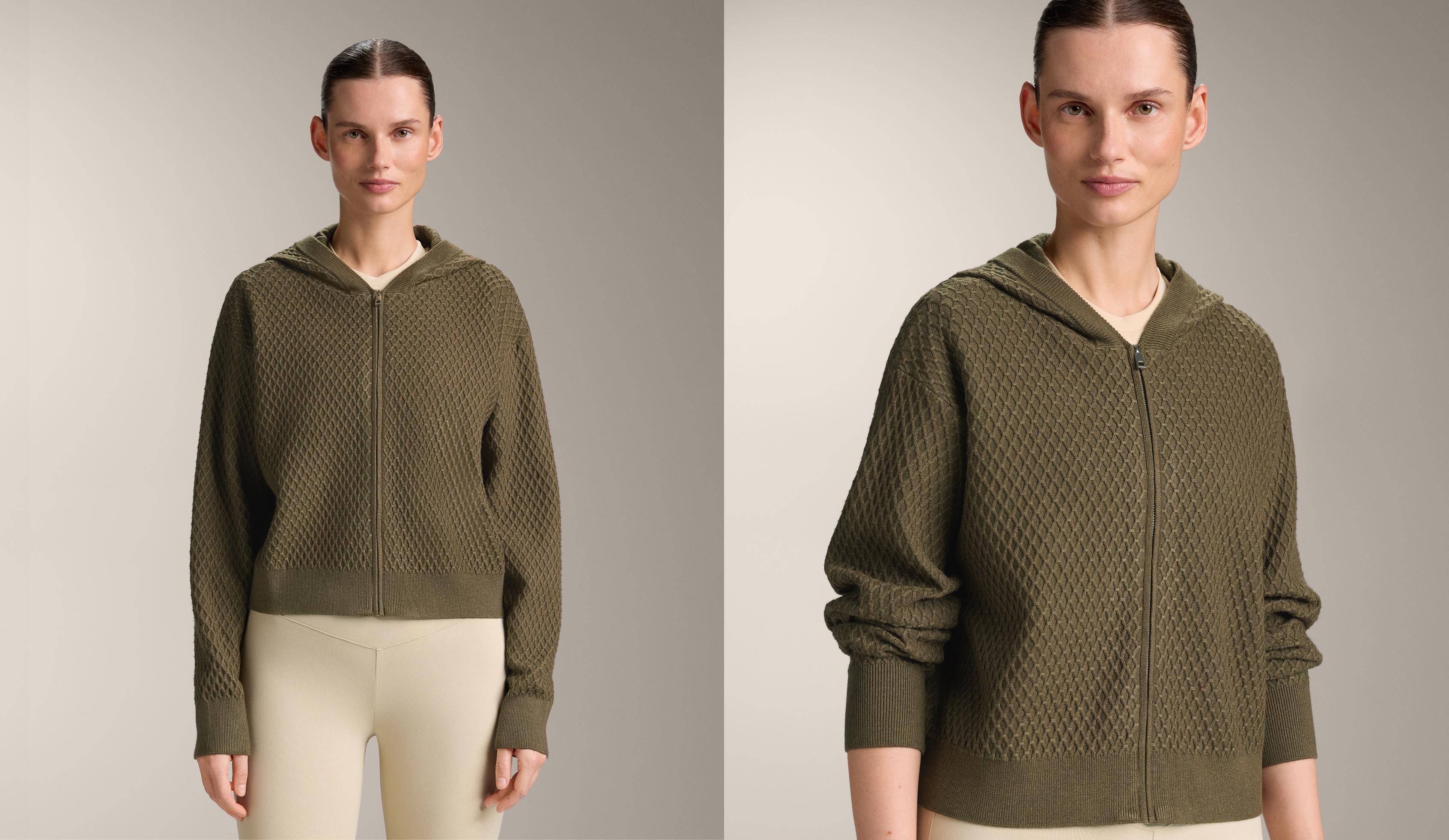 Structured knit hooded jacket Structured knit hooded jacket