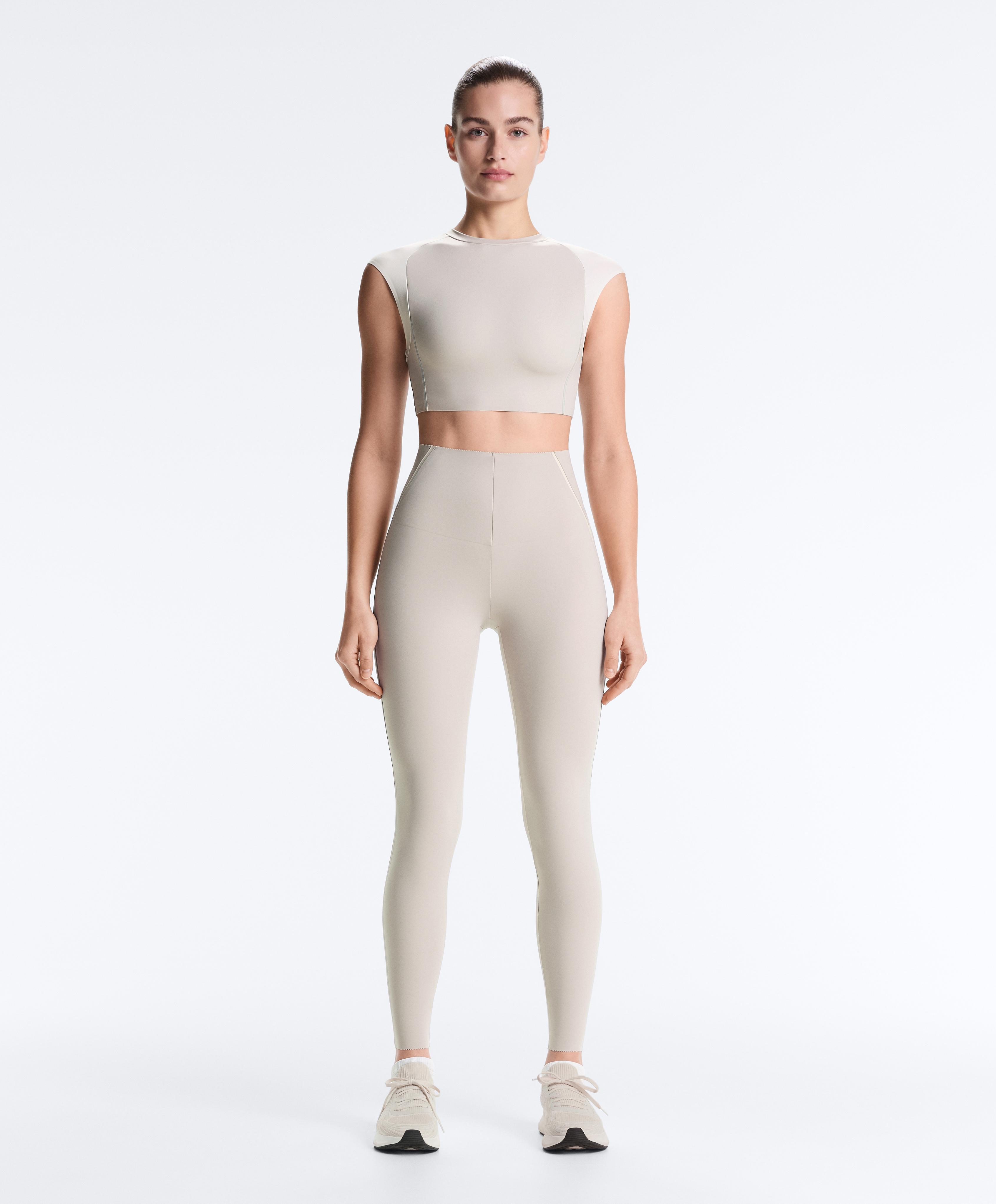 High-rise Compressive reflective core control ankle-length leggings