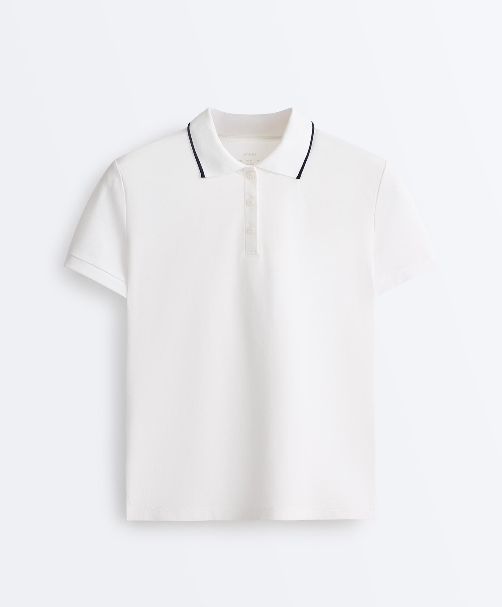Contrast Piqué Cotton Short-Sleeved Polo Shirt — WHITE
