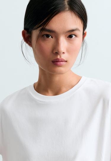 Oversize cotton blend short-sleeved T-shirt — WHITE  3
