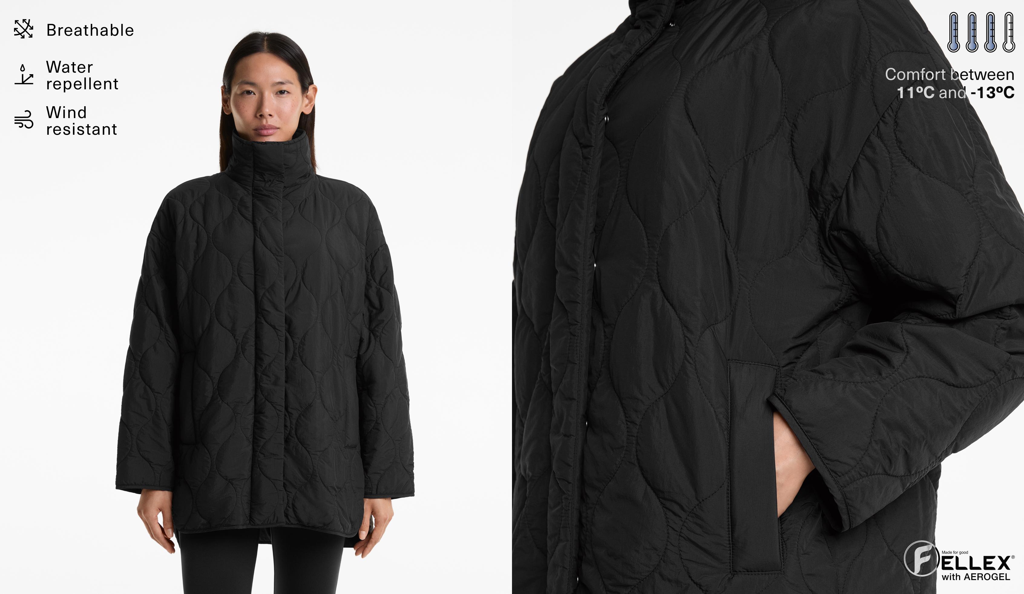 Lightweight, water-repellent FELLEX® AEROGEL padded oversize jacket