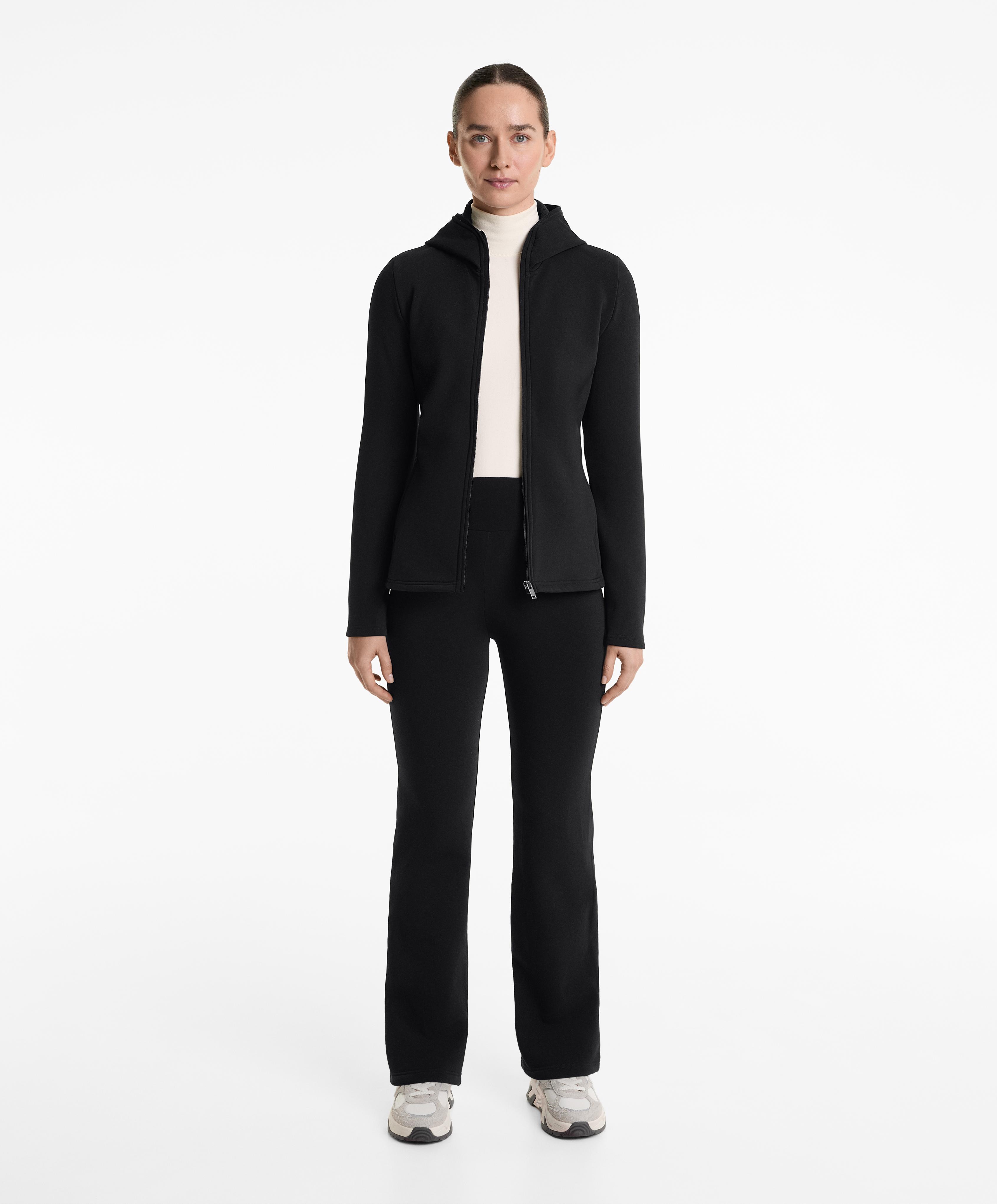 Bootcut seamless high rise super extra Warm trousers — BLACK