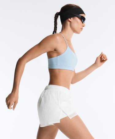 Technical 2-in-1 checked mid-rise shorts — WHITE  5