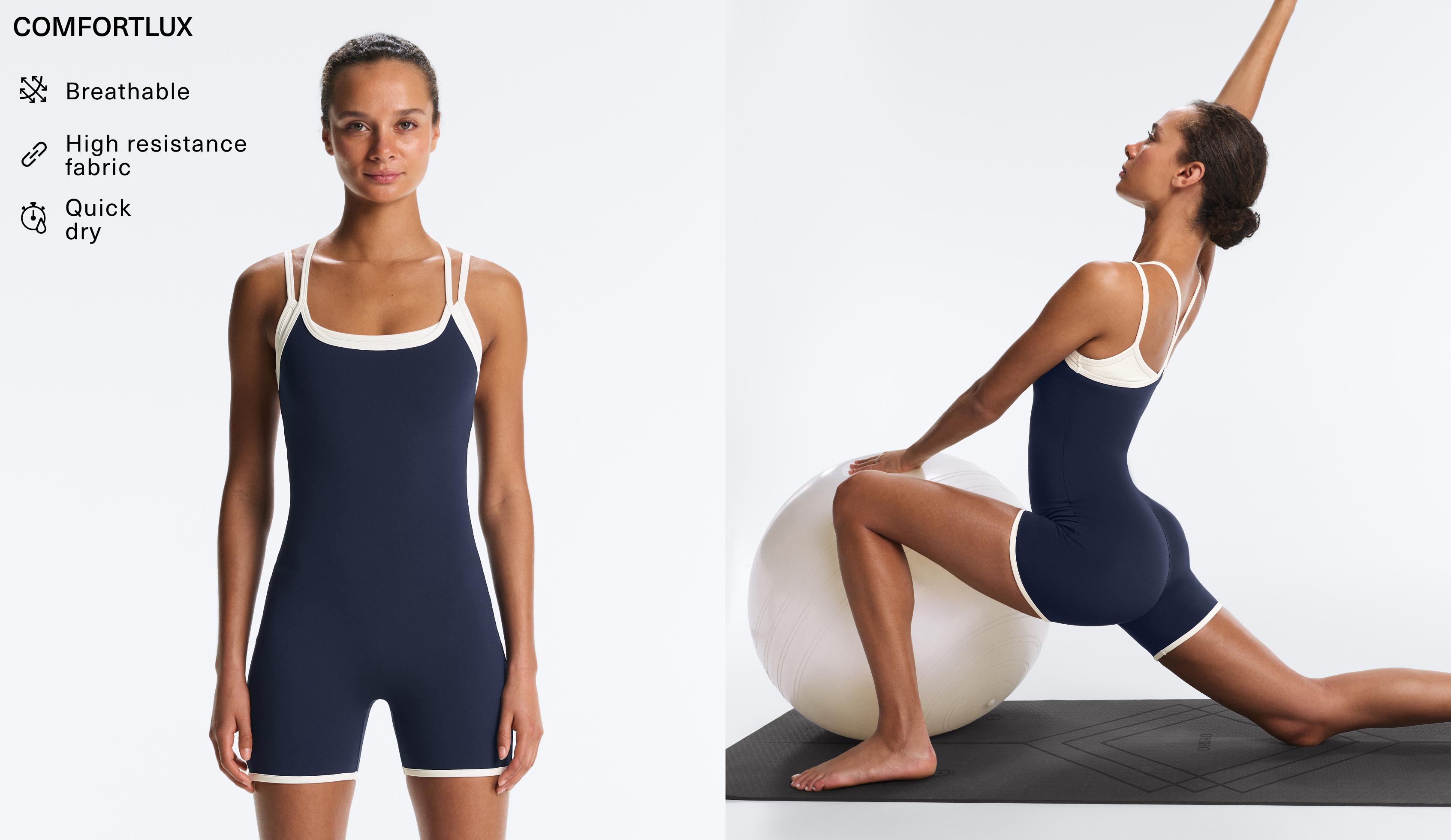 Comfortlux overlay short jumpsuit — NAVY BLUE