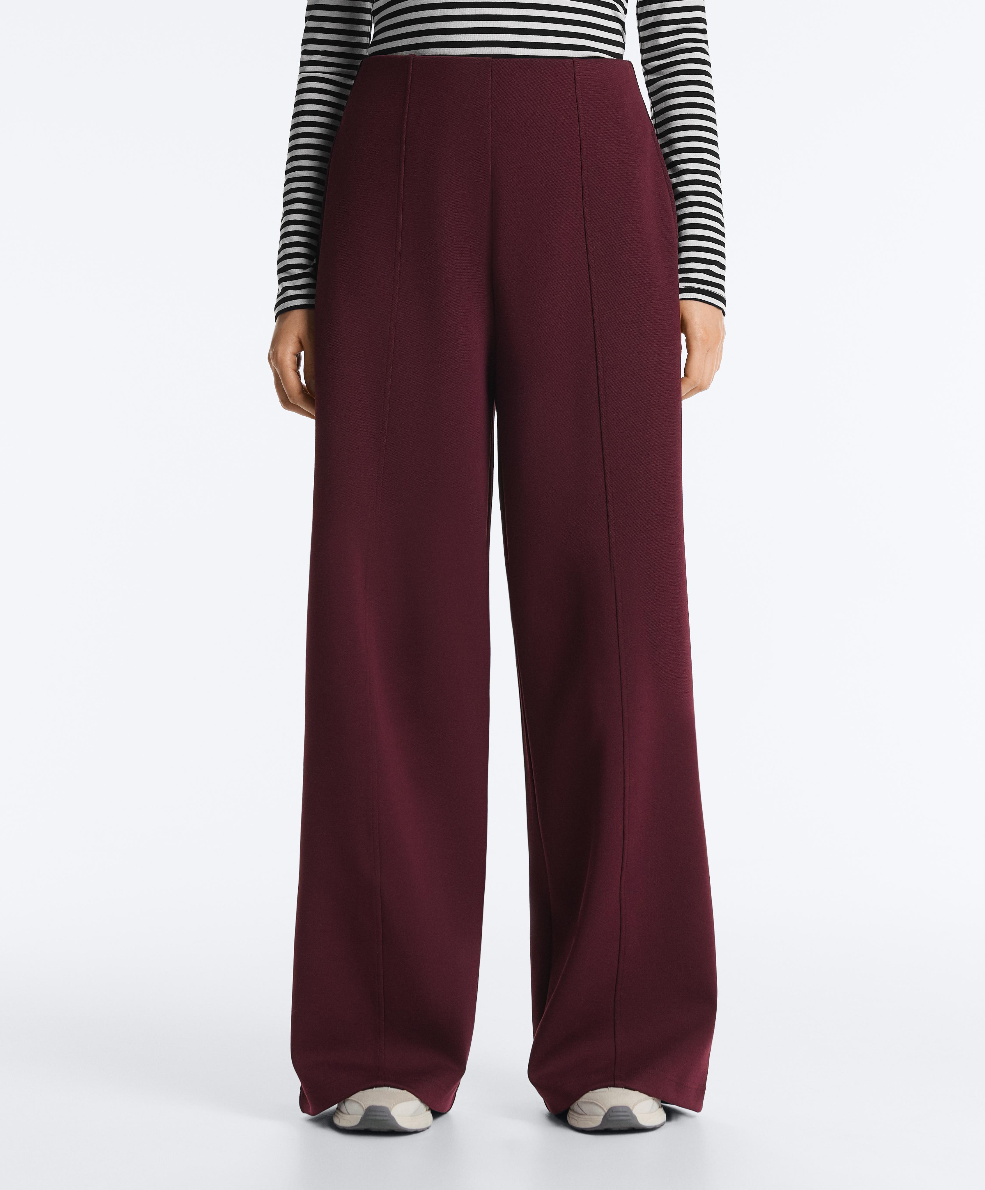 Pantalón largo piqué super high rise con algodón