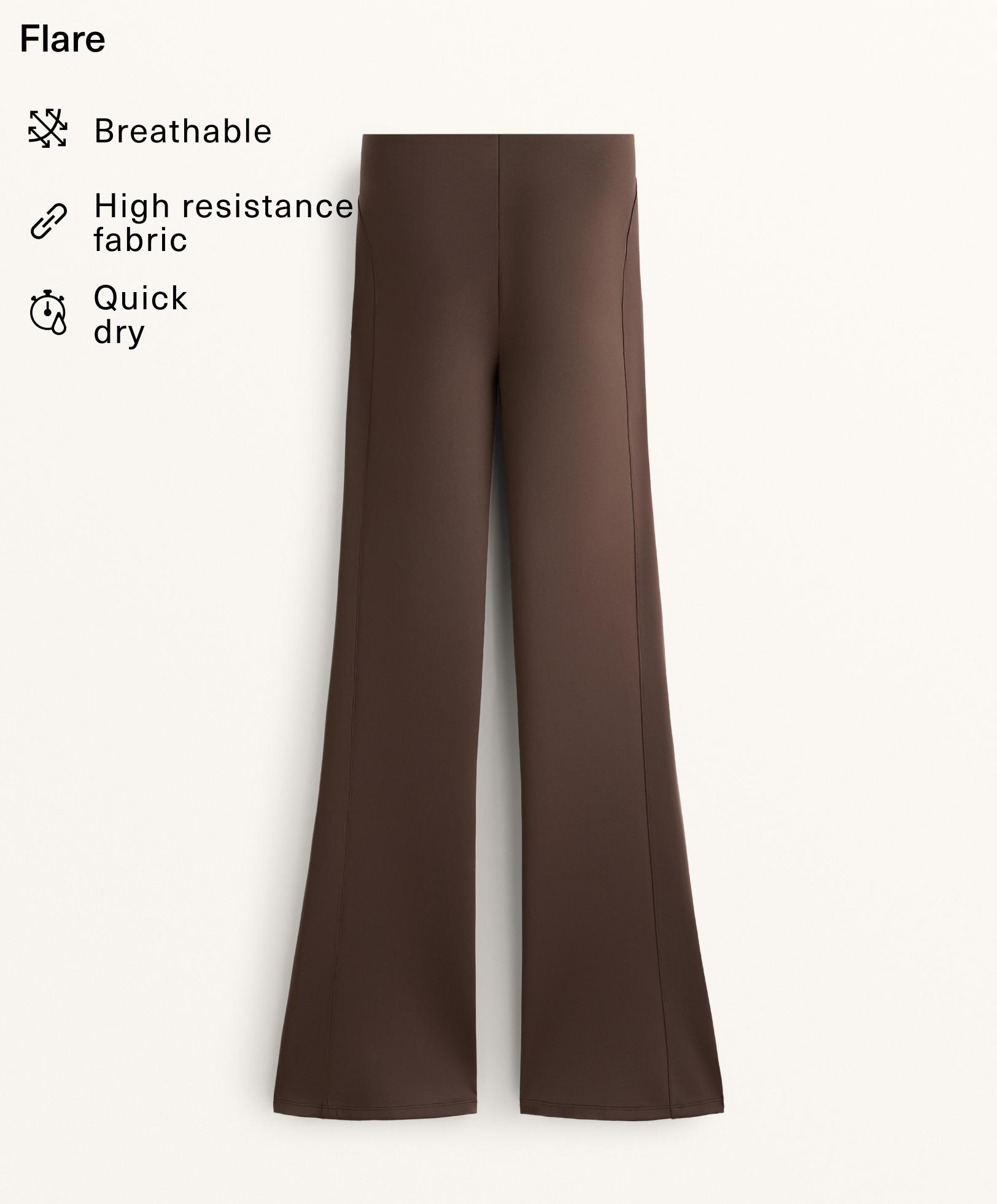 Neoprene-effect high rise flare trousers