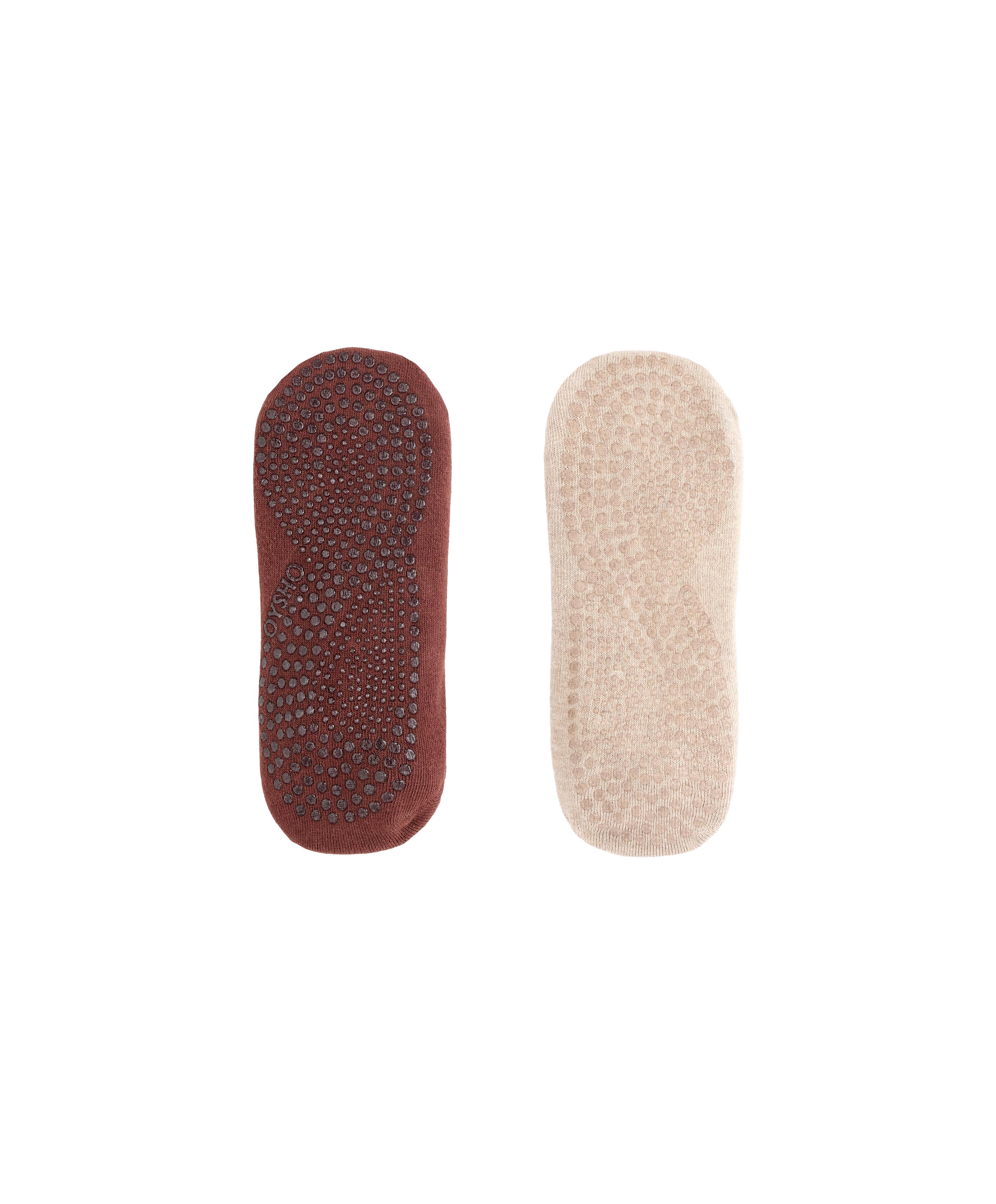 2 pairs of cotton blend sneaker yoga and Pilates socks with crossover straps — MAHOGANY