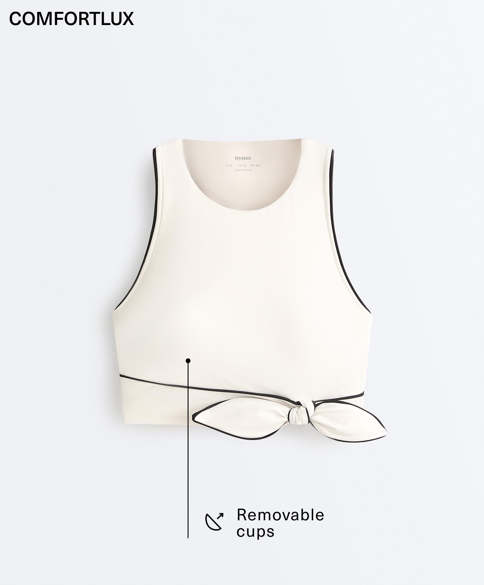 Comfortlux sleeveless tie tank top — PALE ECRU
