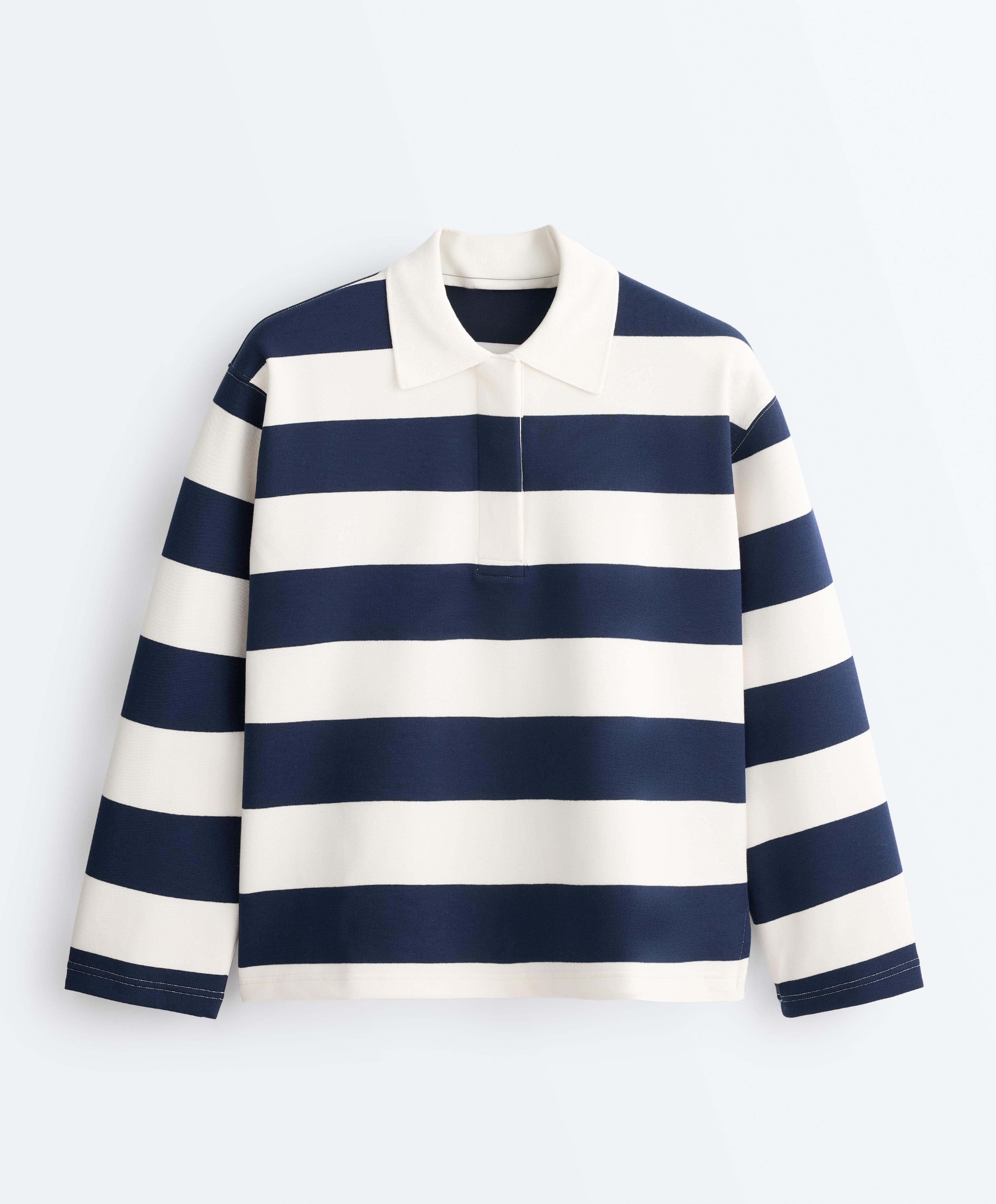 Jacquard cotton piqué polo shirt — NAVY BLUE