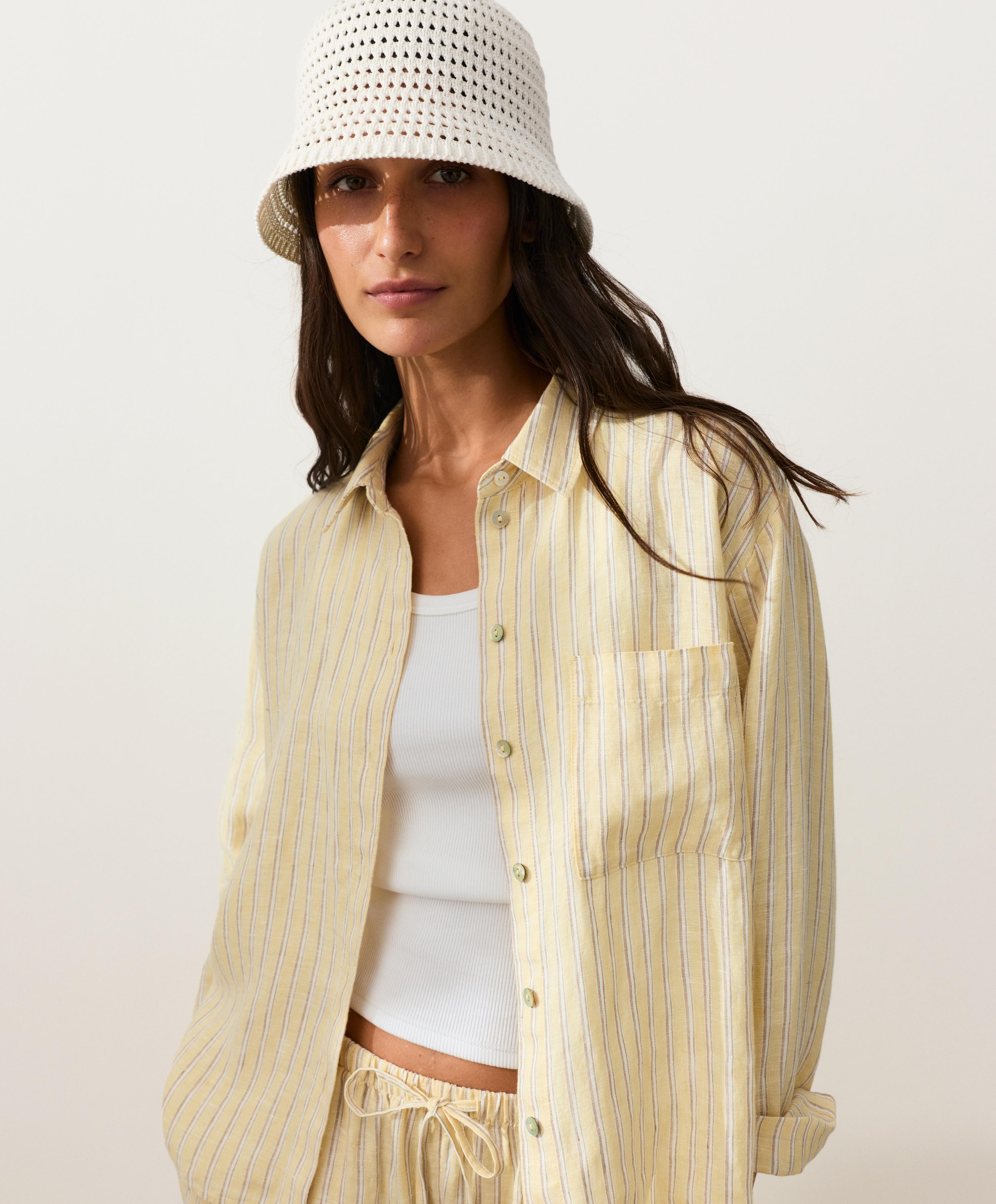 100% cotton crochet bucket hat — PALE BEIGE