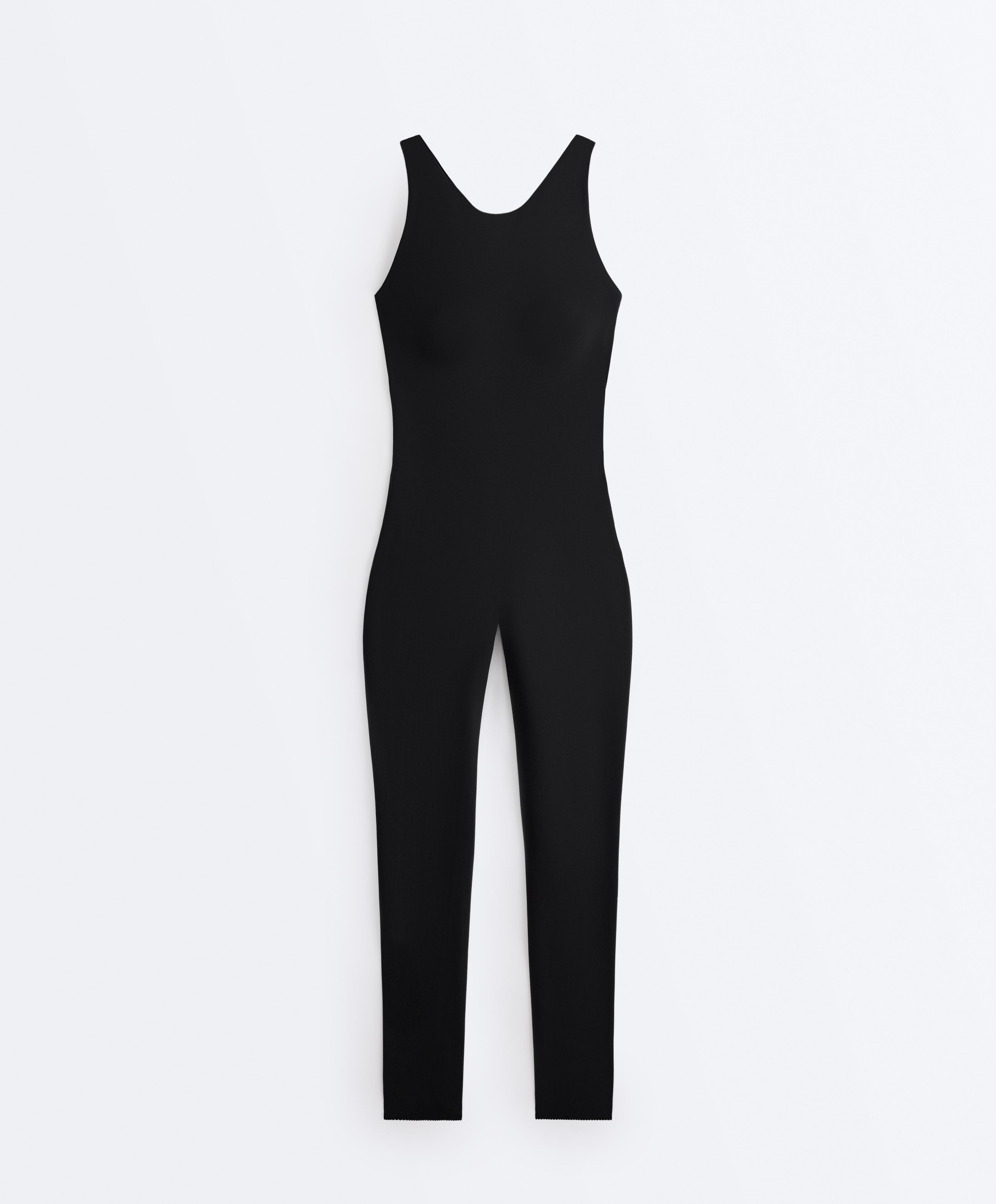 Long Compressive halterneck jumpsuit — BLACK
