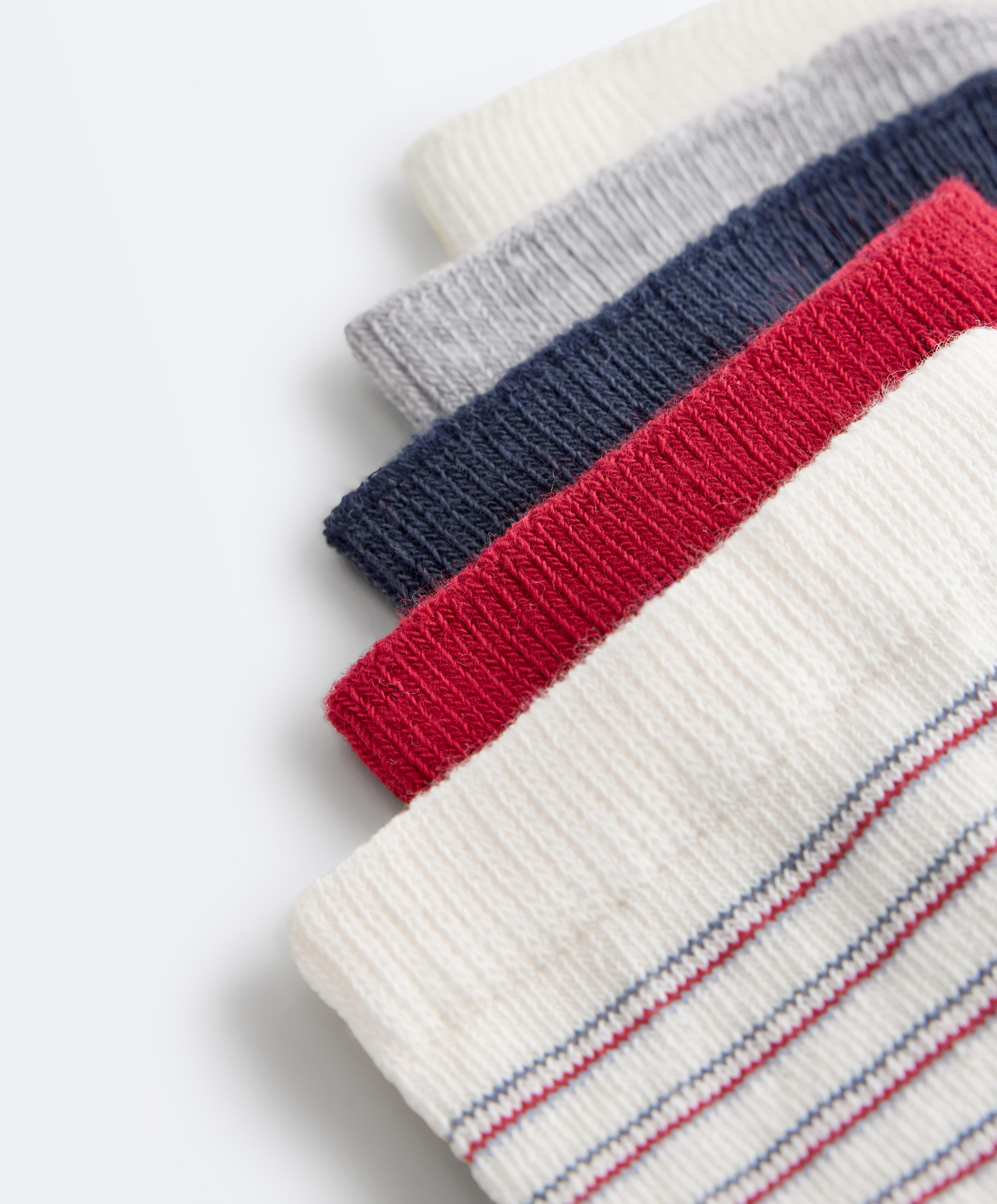 5 pairs of cotton blend quarter socks — BRIGHT RED