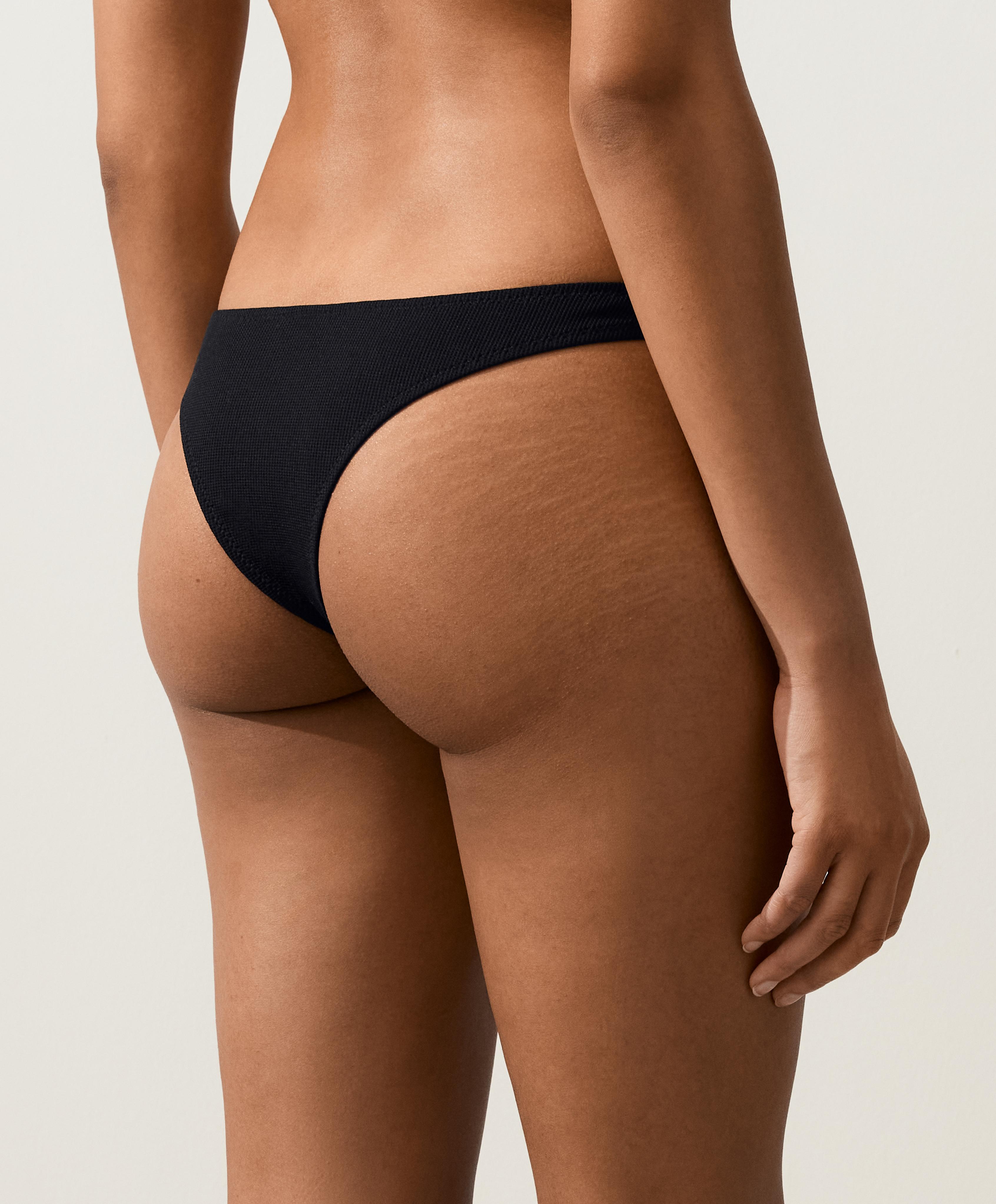 Piqué Brazilian bikini briefs — BLACK