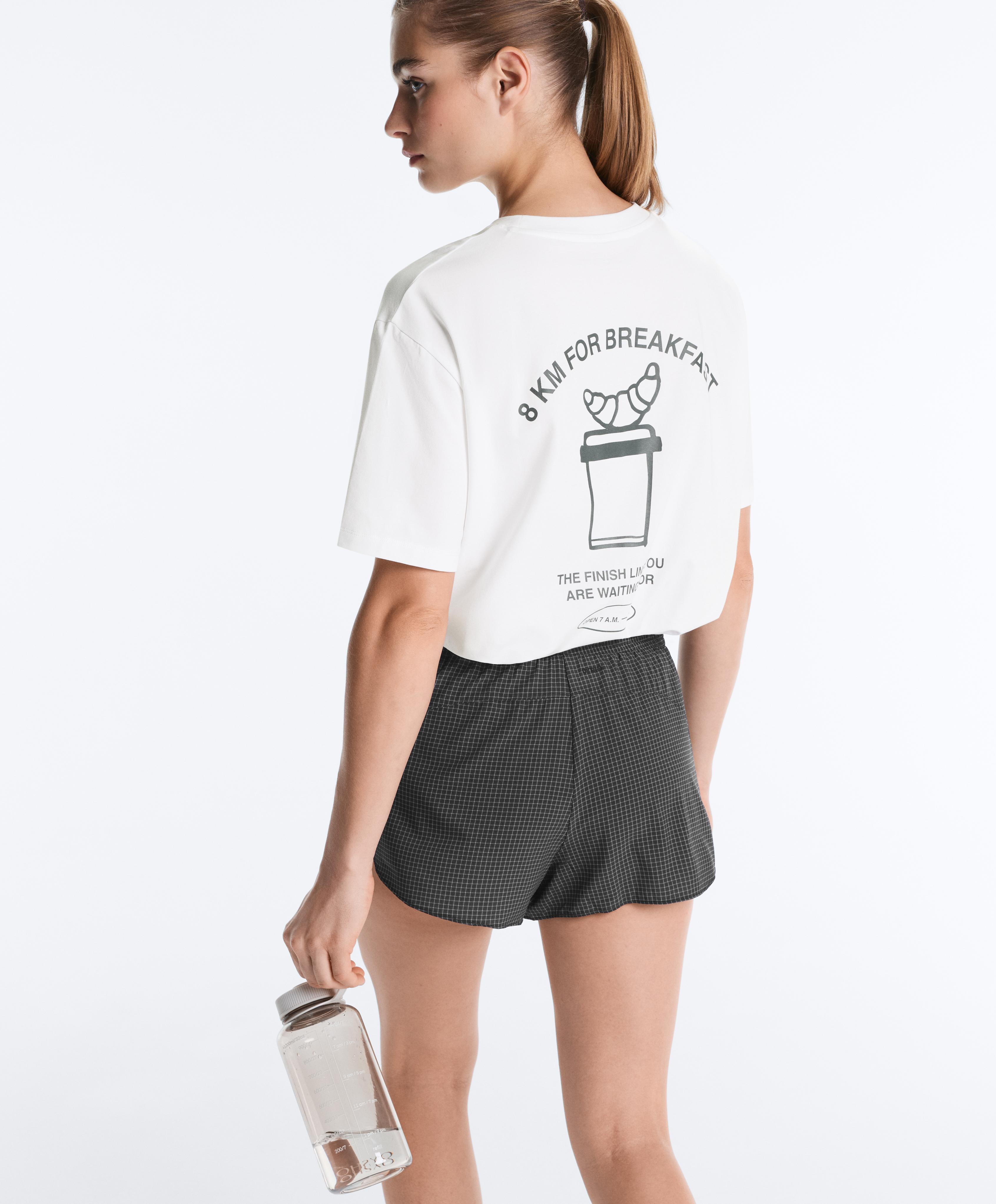 T-shirt boxy texte coton mélangé