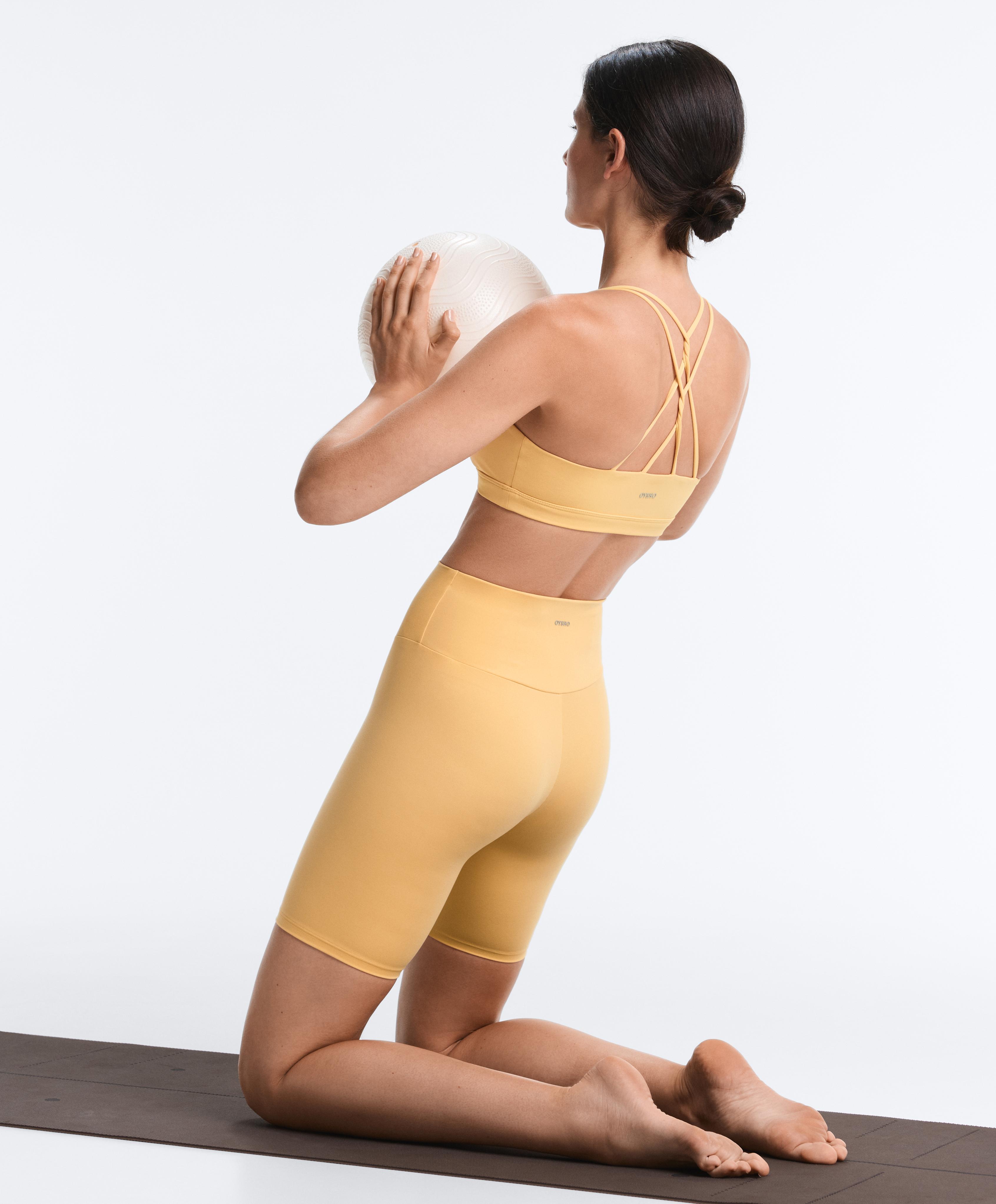 Comfortlux low-support crossover strap sports bra — BURNT YELLOW