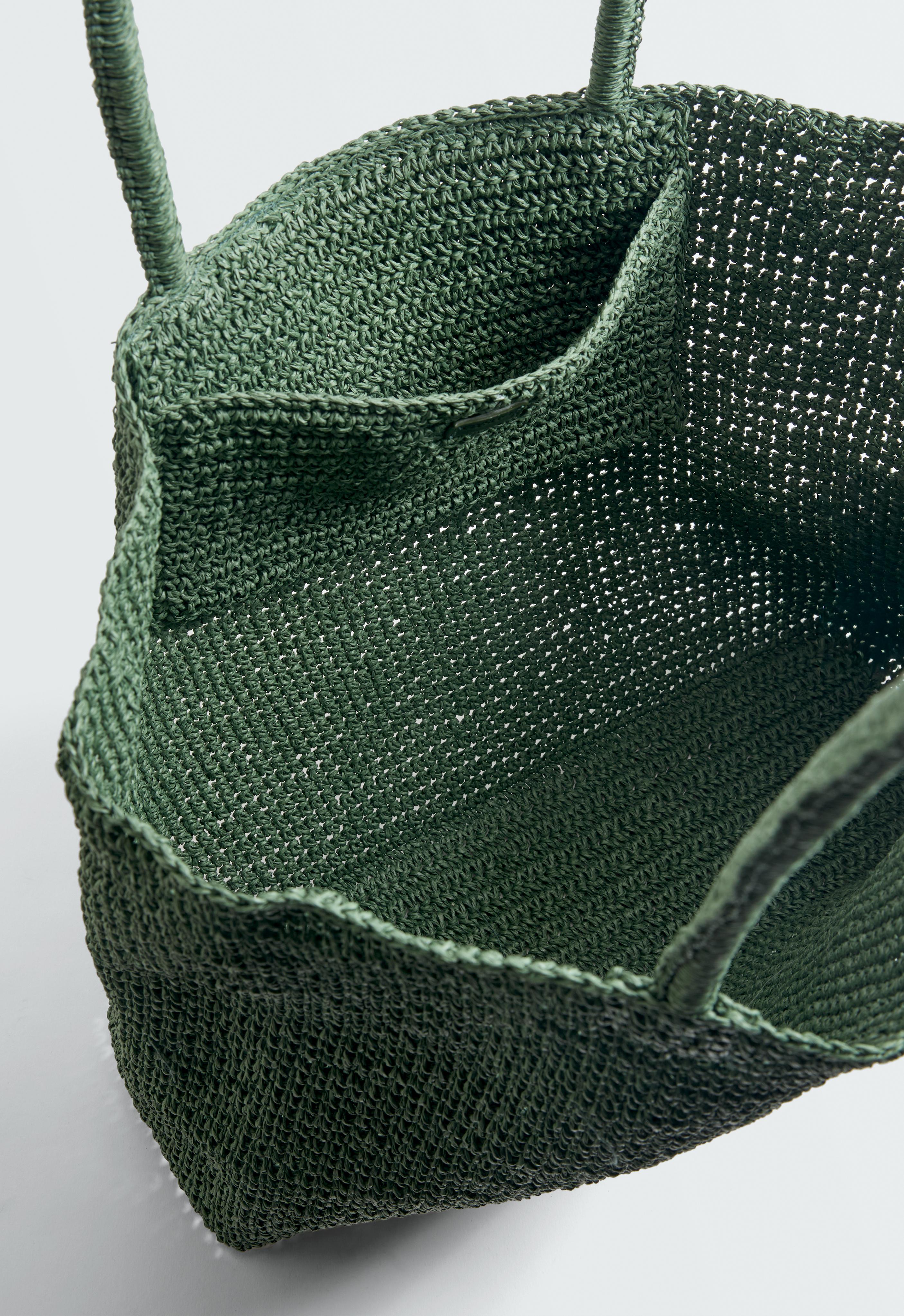 Woven paper shopper — KHAKI