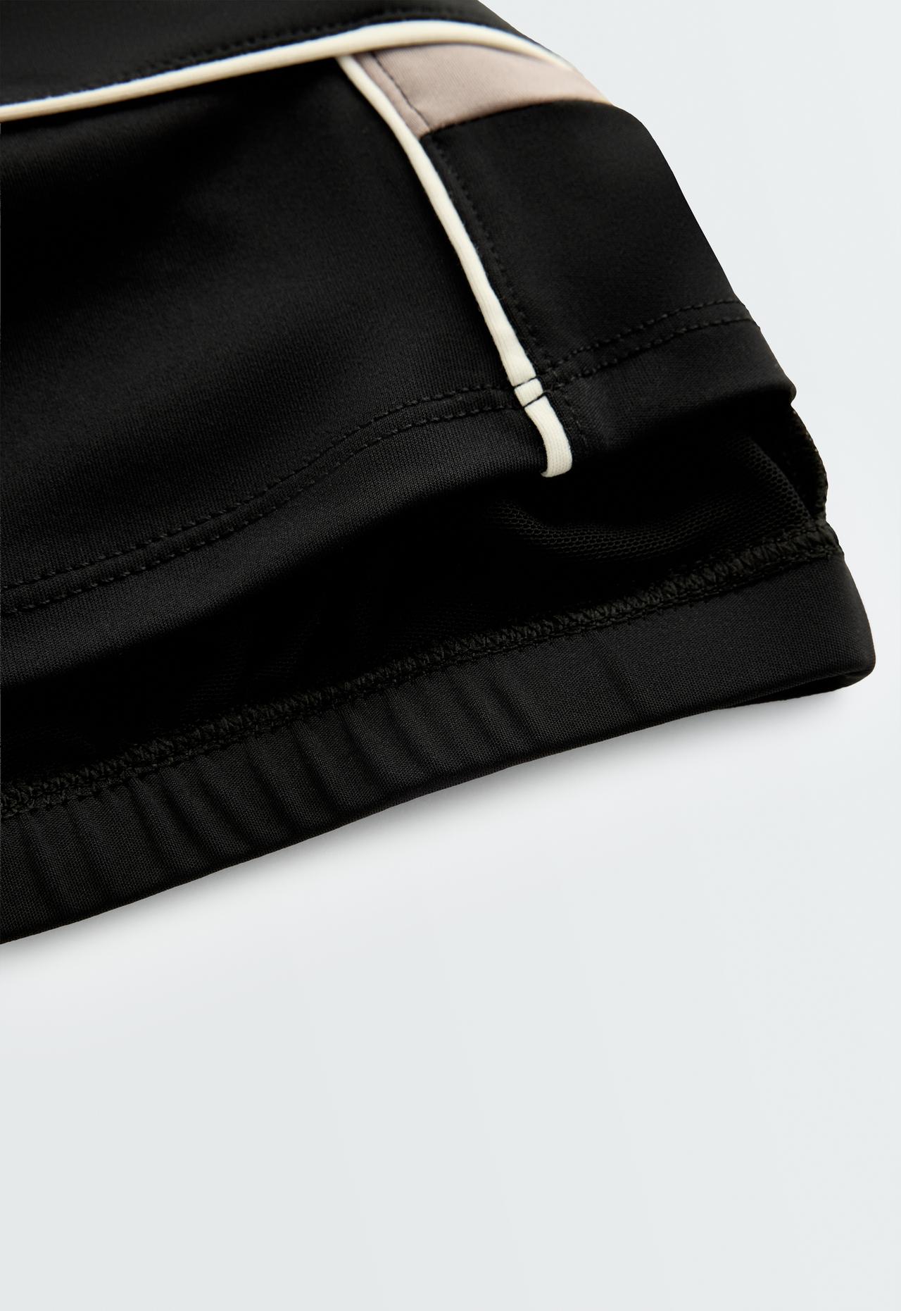 Comfortlux colour-block piping tank top — BLACK