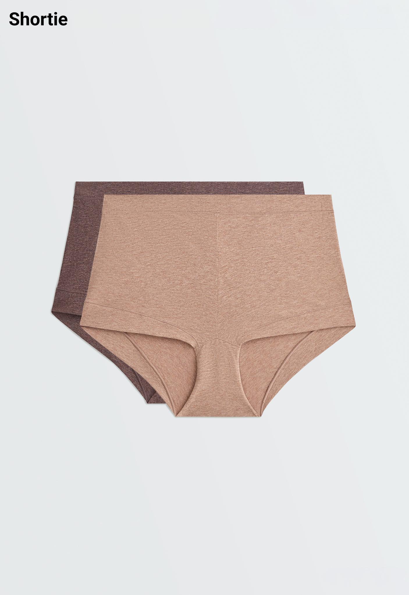 2 cotton blend shortie briefs — CHOCOLATE