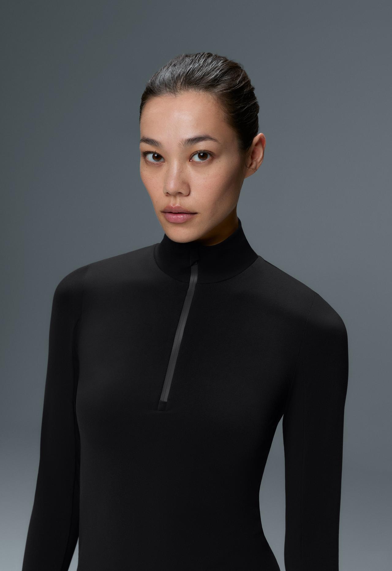 Thermal Base layer mid zip T-shirt — BLACK