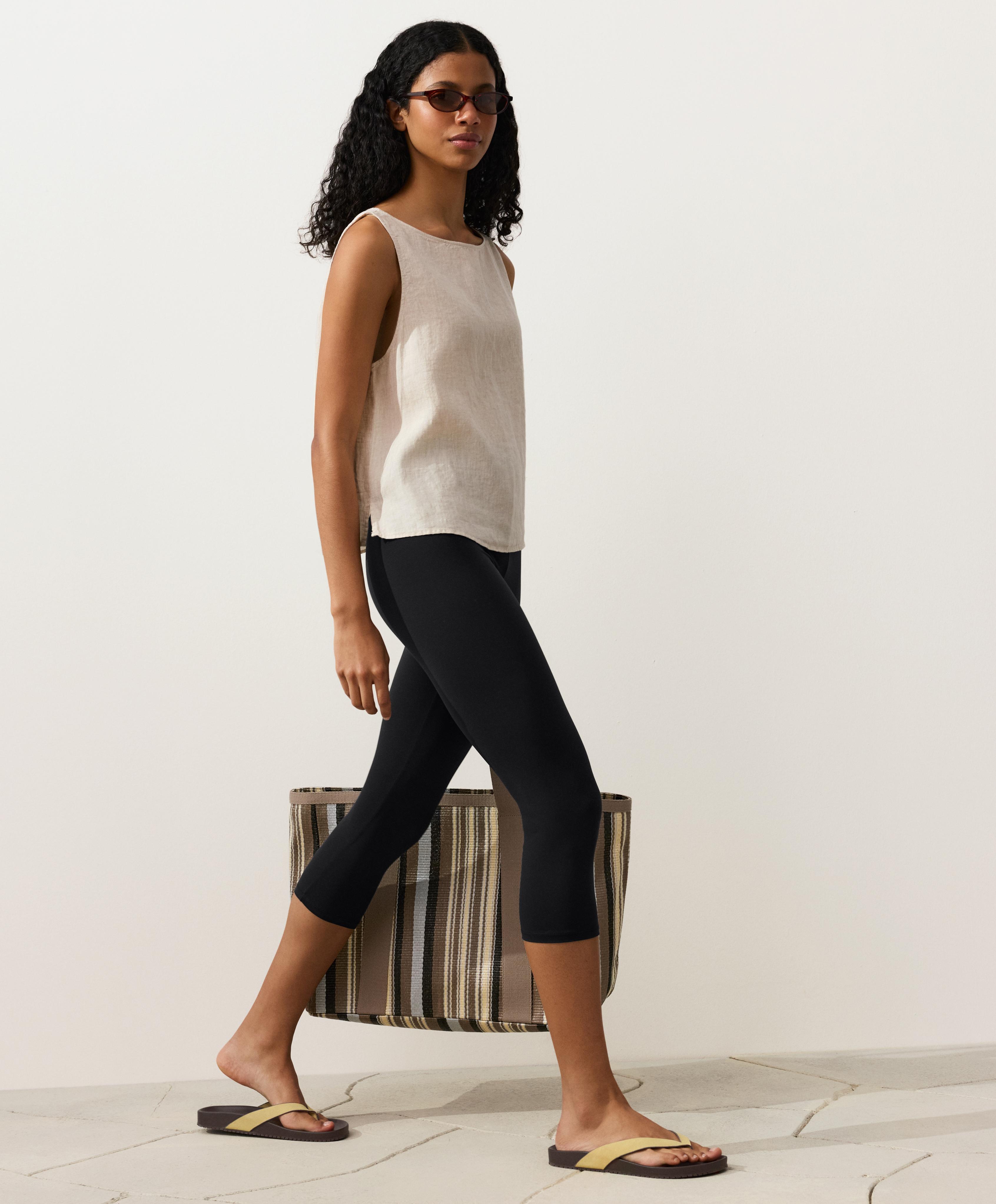 100% linen boxy top — SAND MELANGE