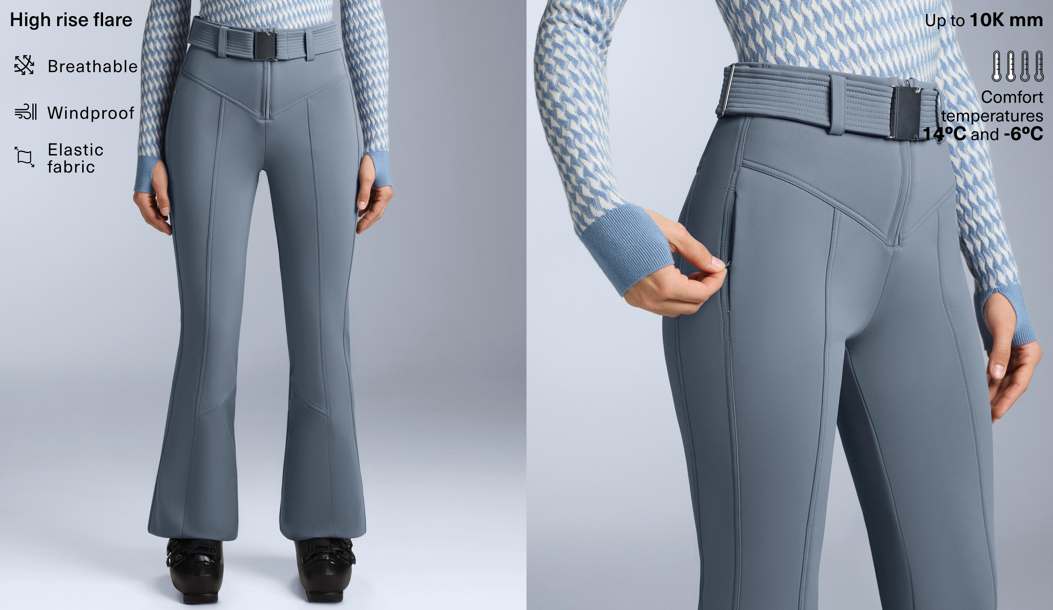 Water-resistant high-rise flare stretch SKI trousers
