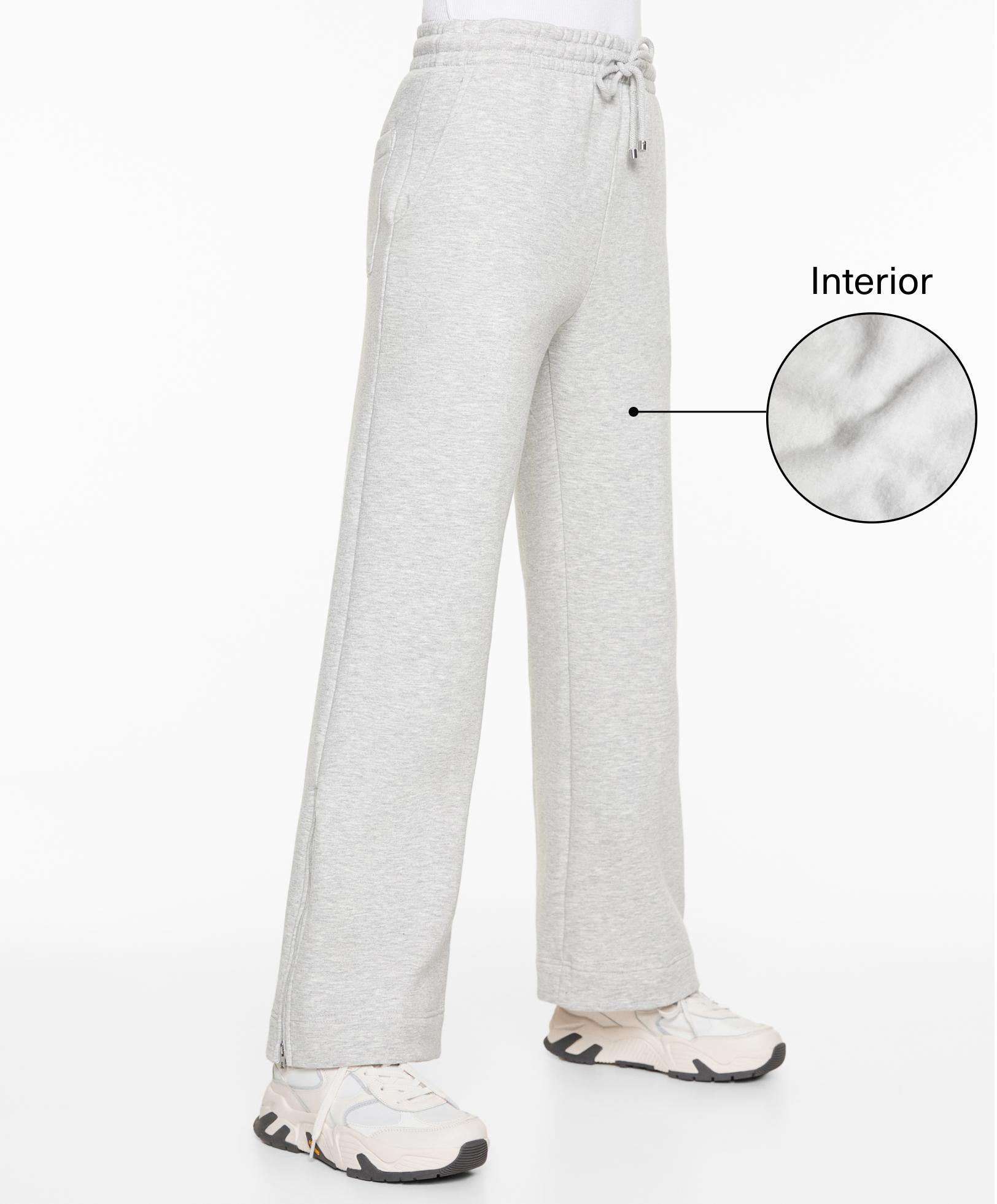 Side slit straight-leg trousers with cotton - Sale