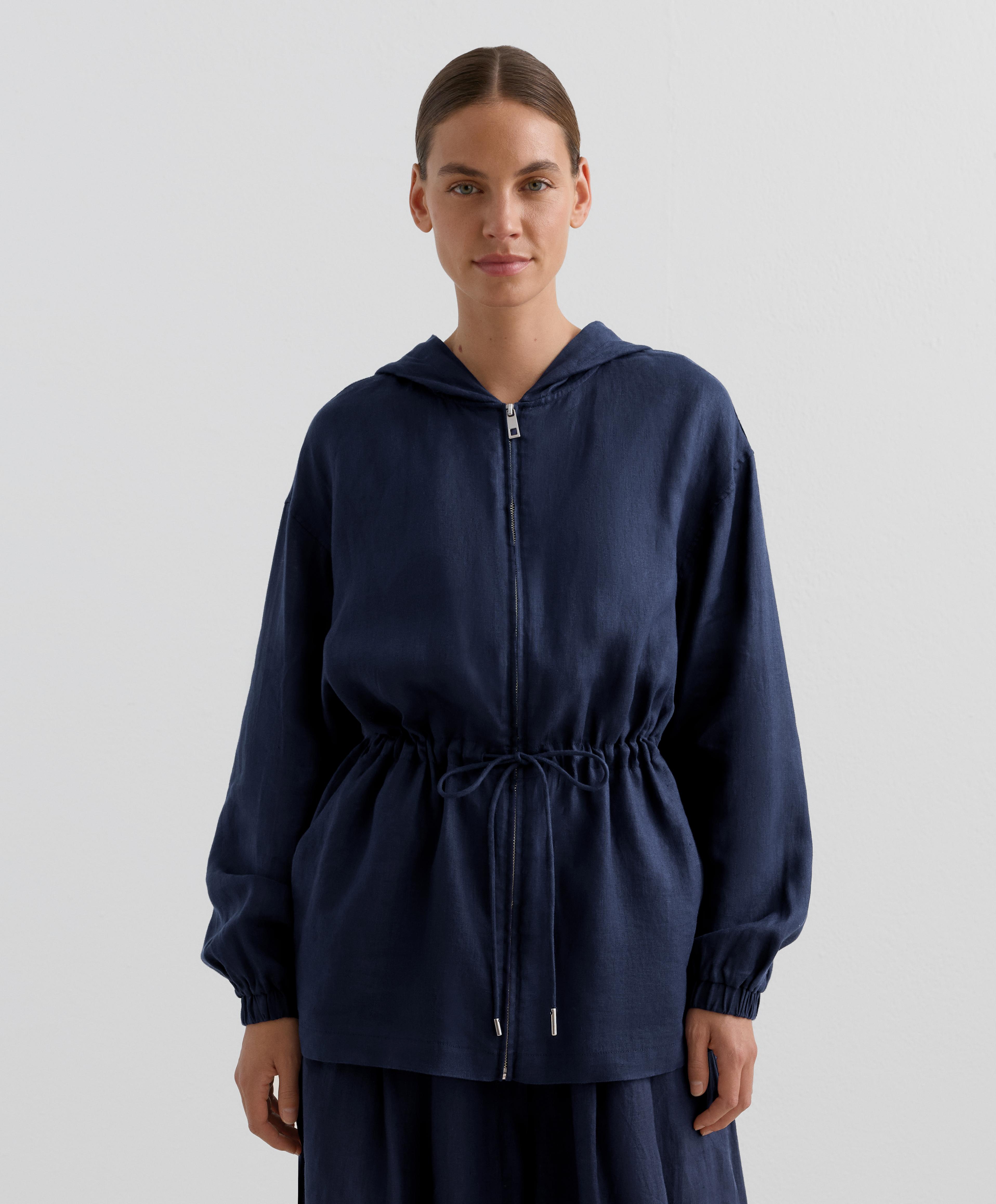 Lange Jacke mit Kapuze aus 100 % Leinen - Sale Lange Jacke mit Kapuze aus 100 % Leinen - Sale