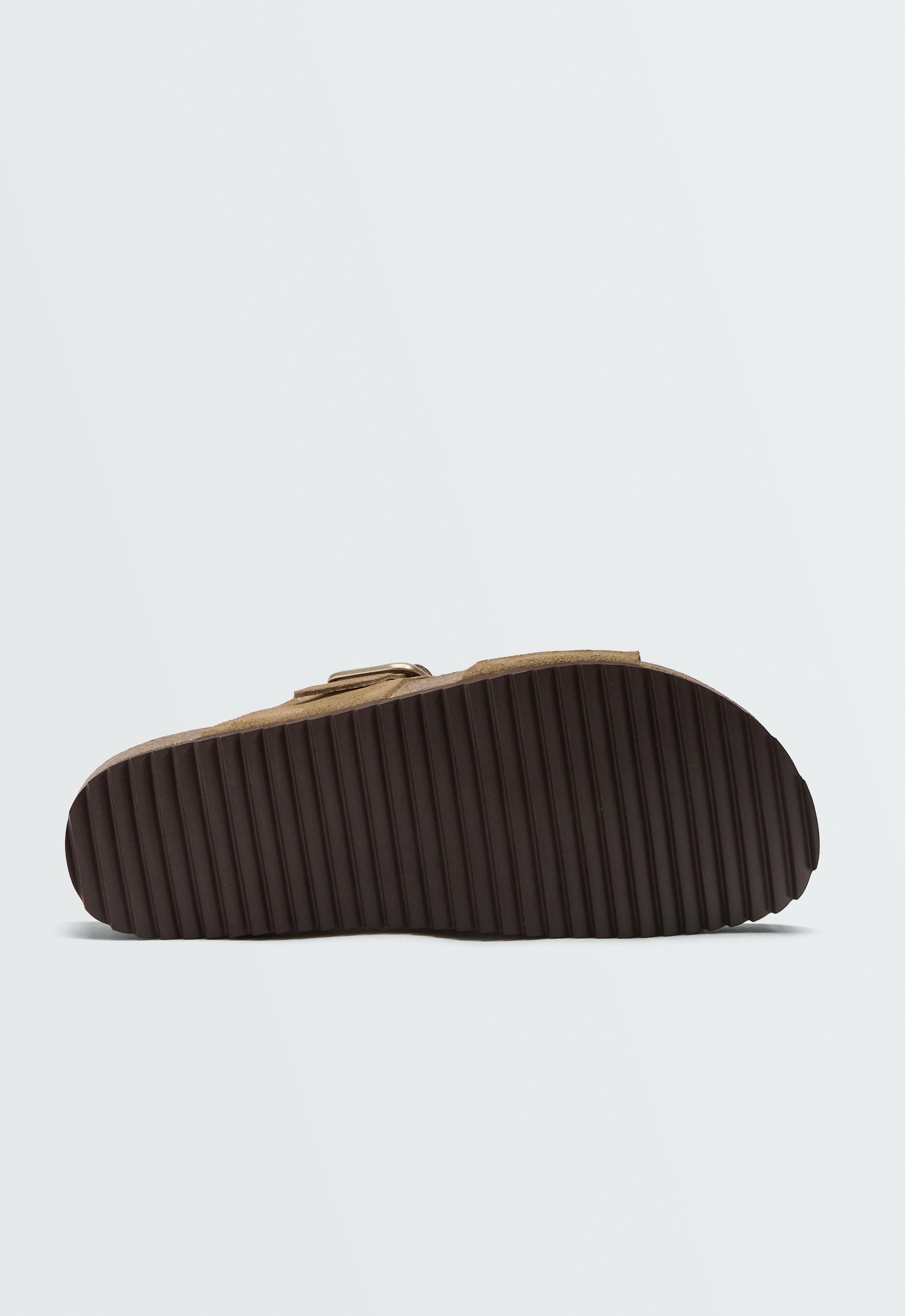 Buckle split-leather slides — MOLE