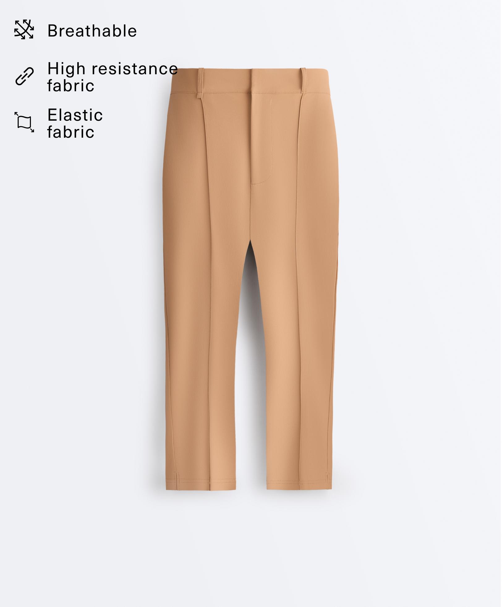 Technical skinny capri trousers with seam detail — SAND