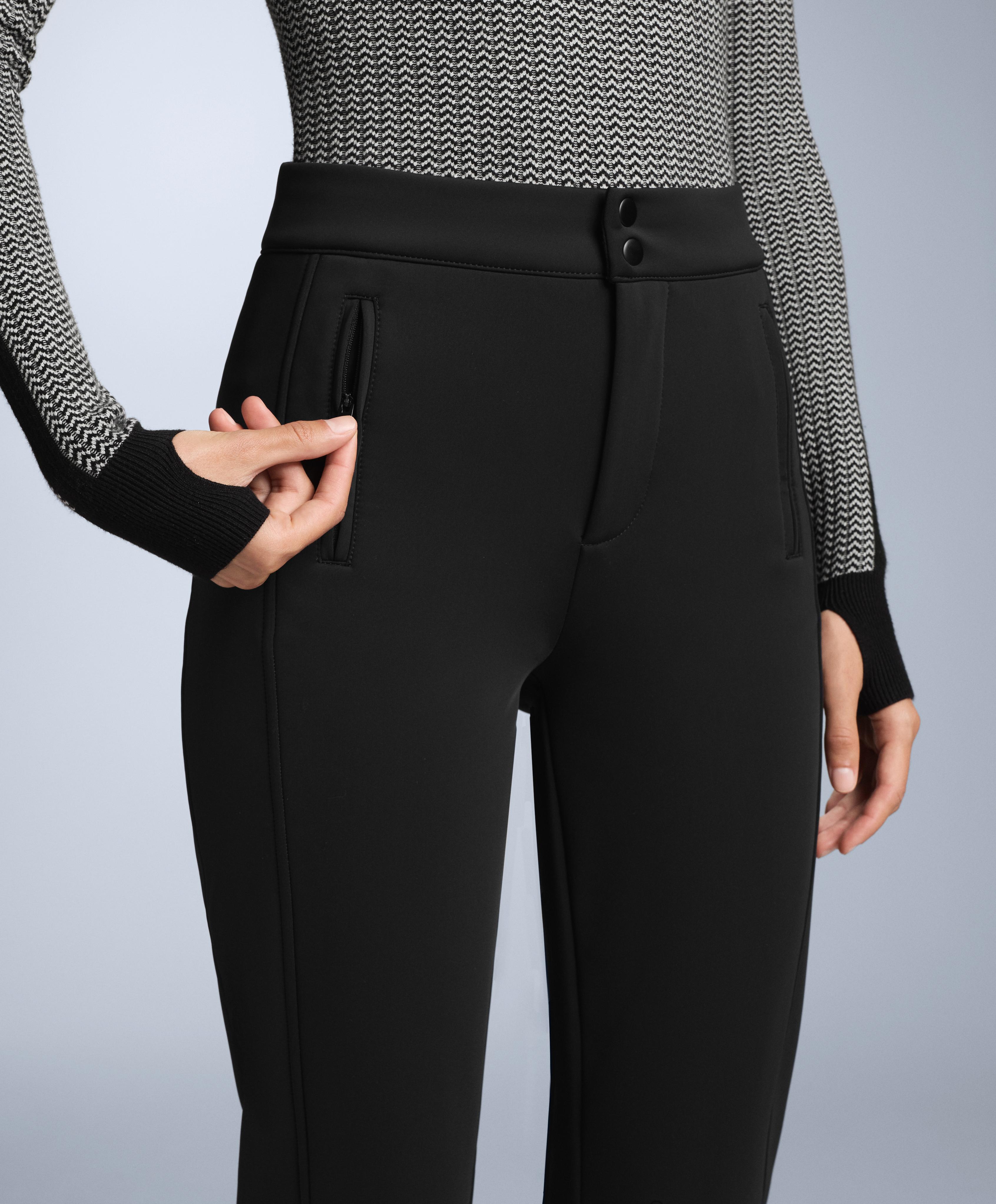 Water-resistant full length flare stretch SKI trousers — BLACK