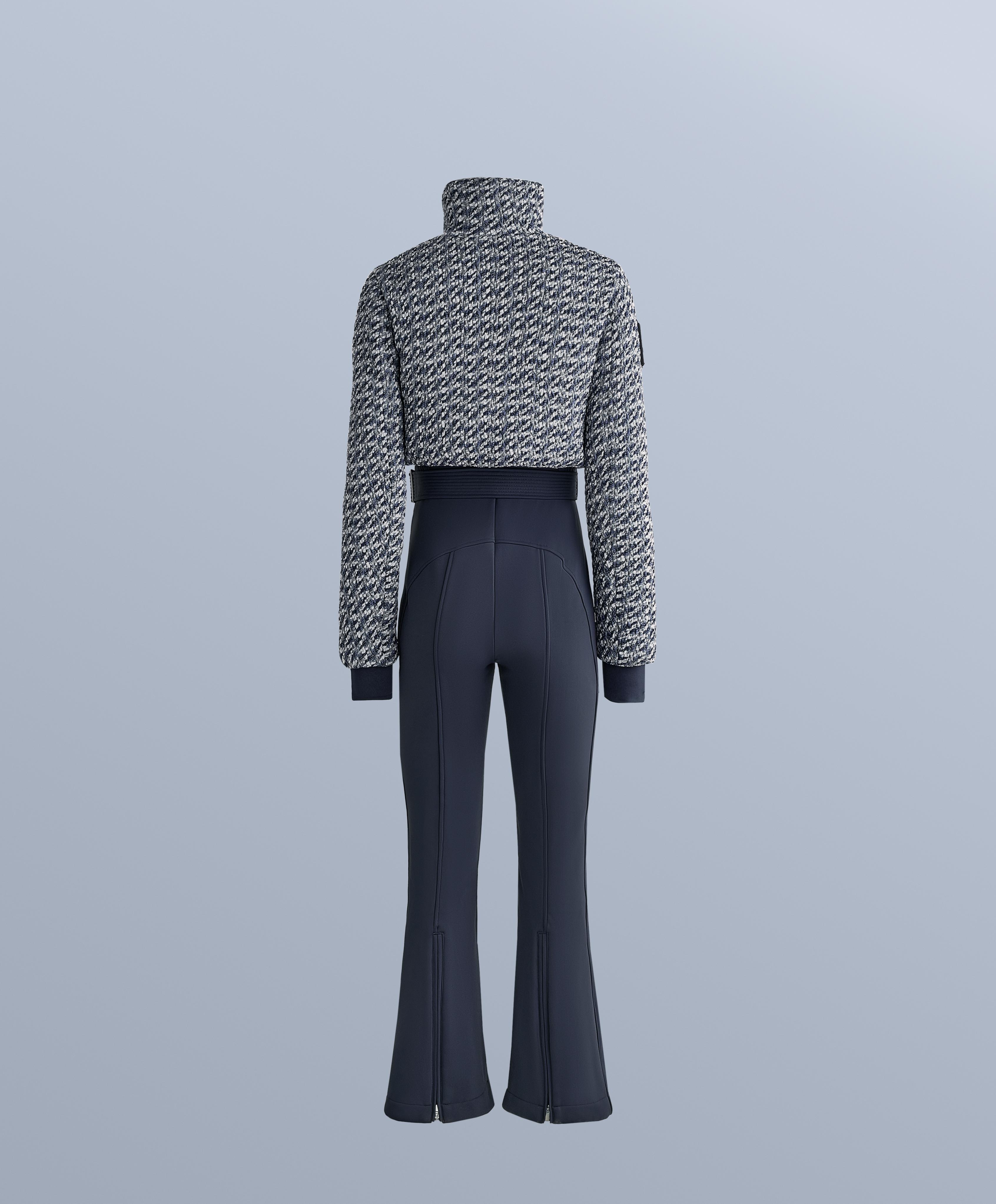 MINARDI PIUME SKI water-resistant twist padded 80% down and 20% feather jumpsuit — WASHED DARK BLUE