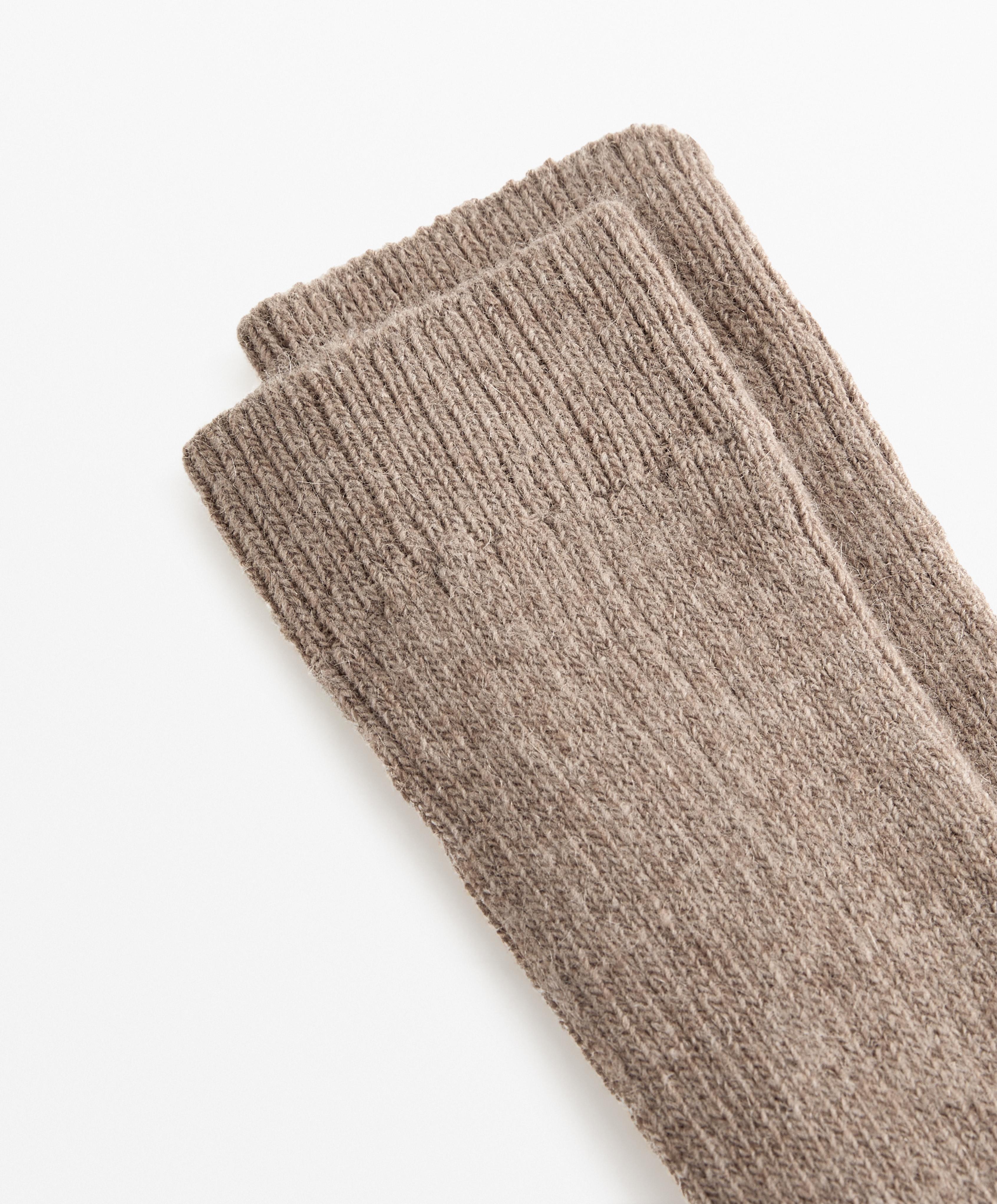 18% cashmere 13% wool long socks — TAN MELANGE