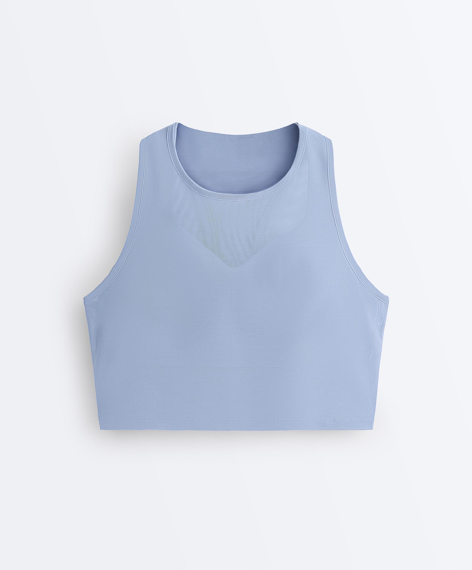 Sheer compressive tank top — MID GREY-BLUE