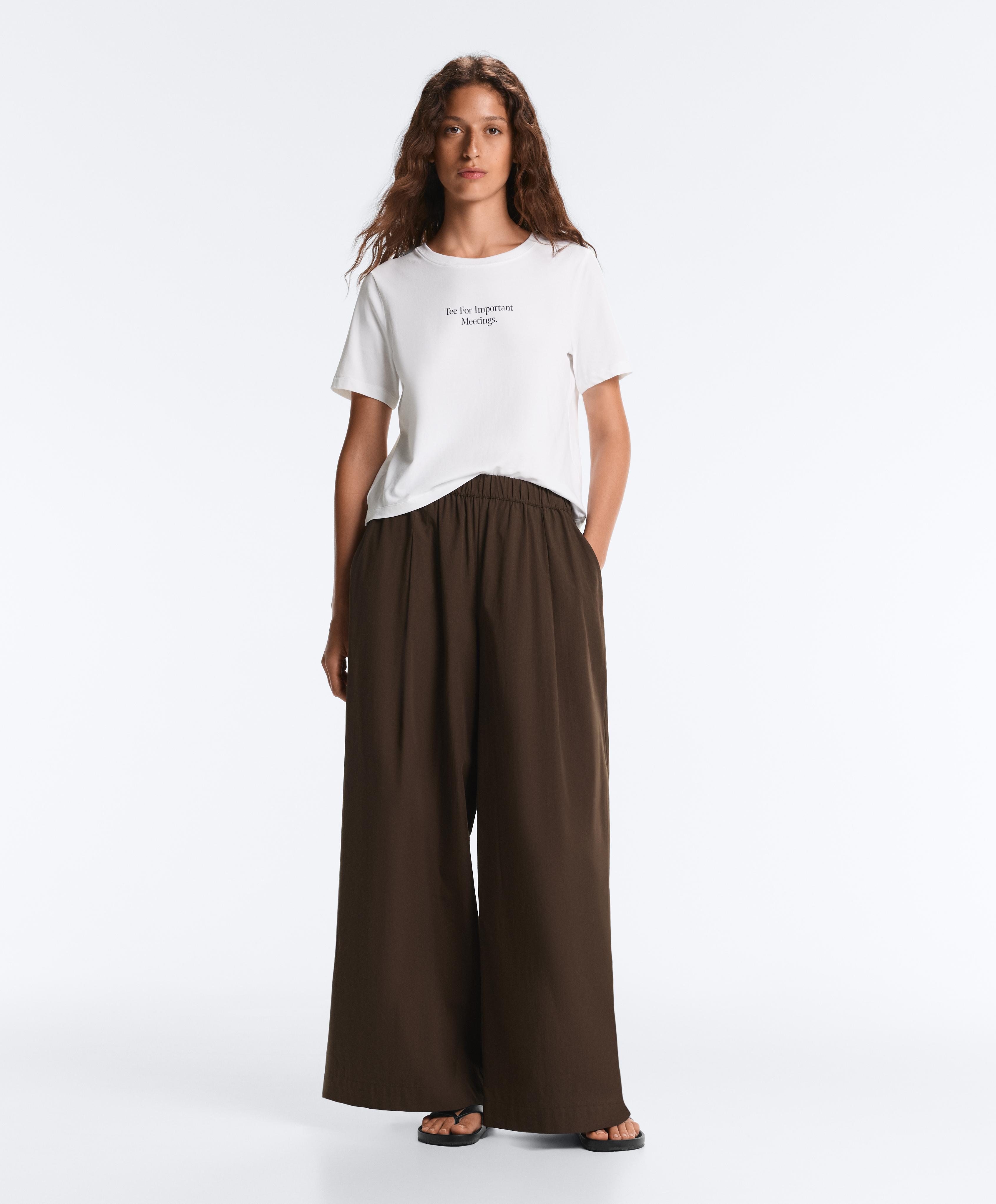 Regular-fit cotton blend slogan T-shirt — WHITE