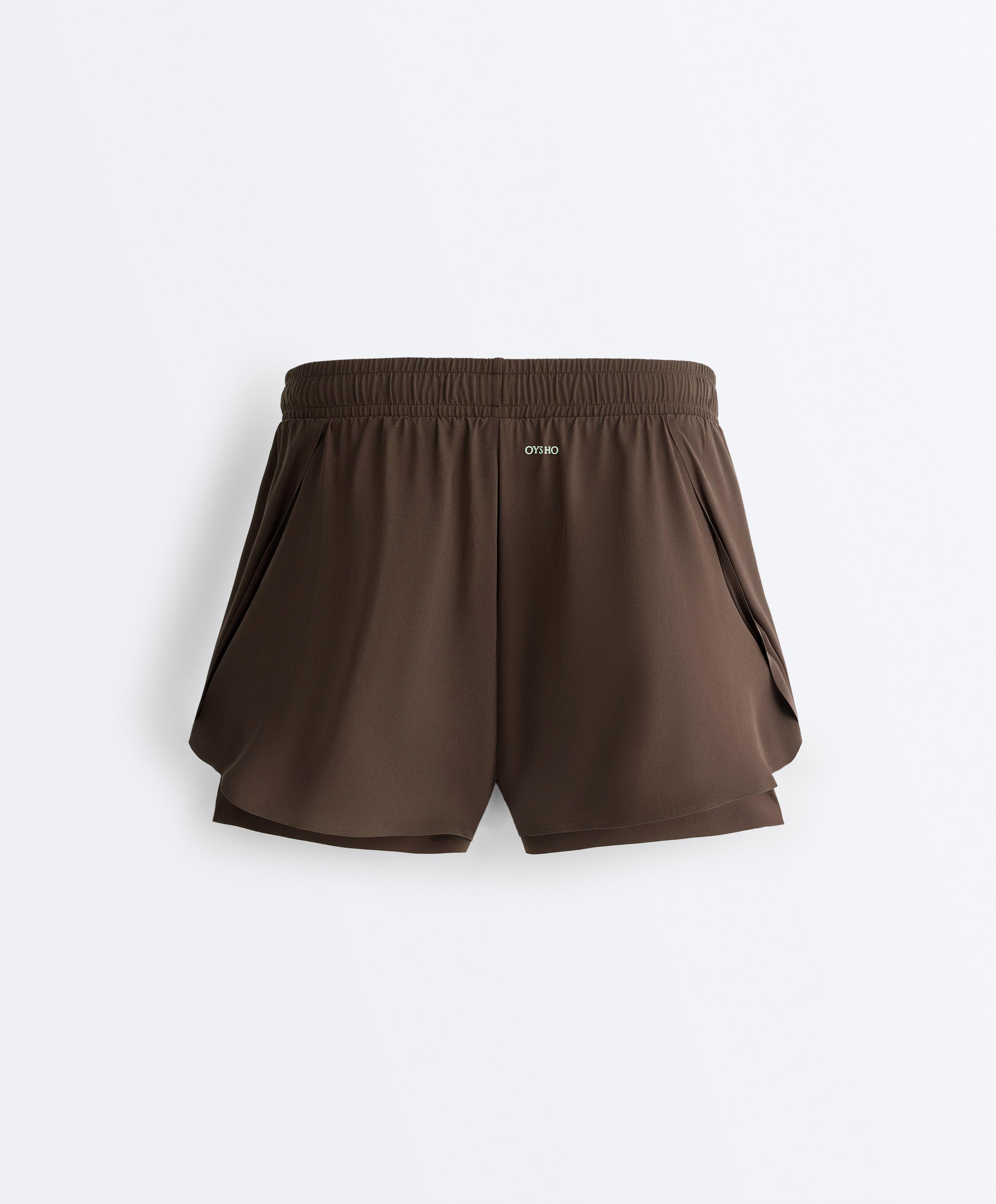 Light Touch 2-in-1 mid-rise shorts — DARK BROWN