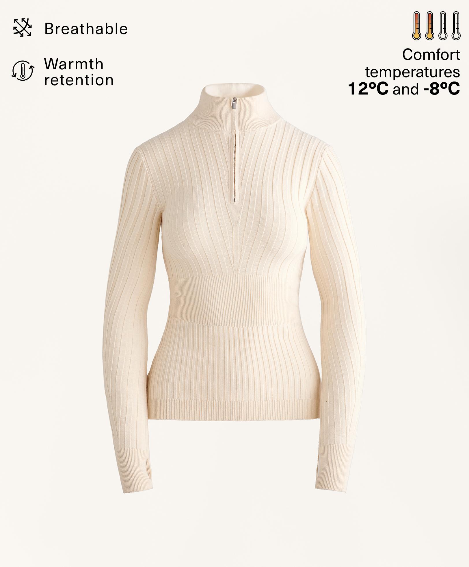 Camisola térmica base layer em malha rib com gola em bico