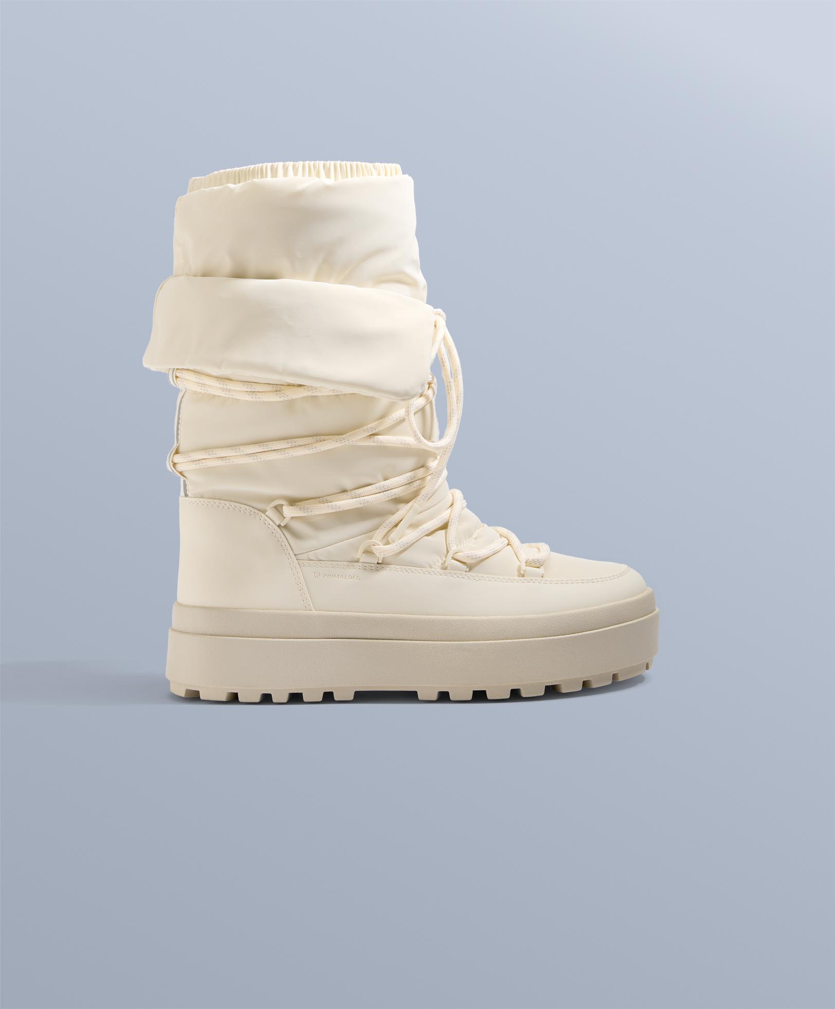 Laced nylon après-ski boots — ECRU