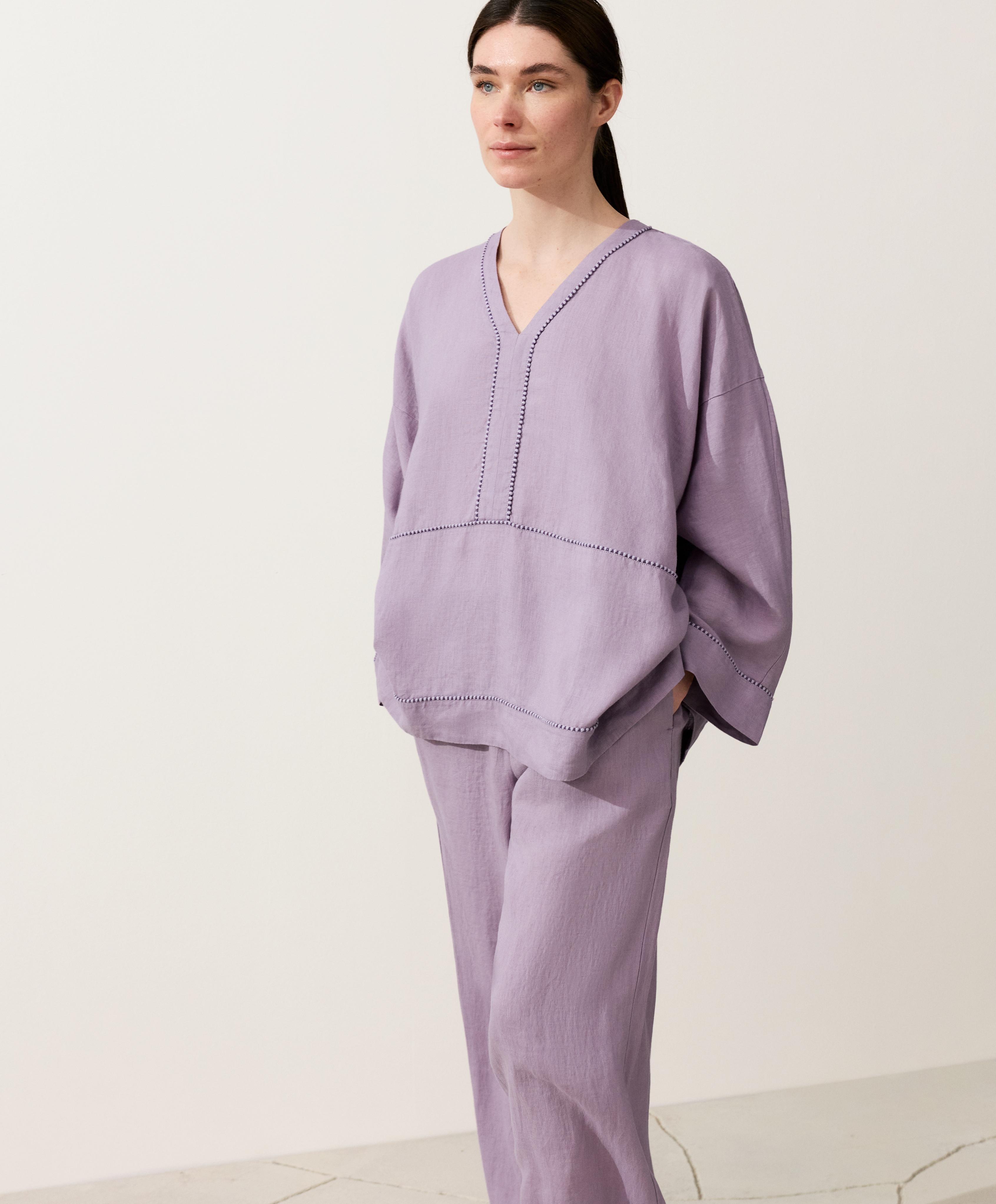 100% linen kaftan shirt — LILAC