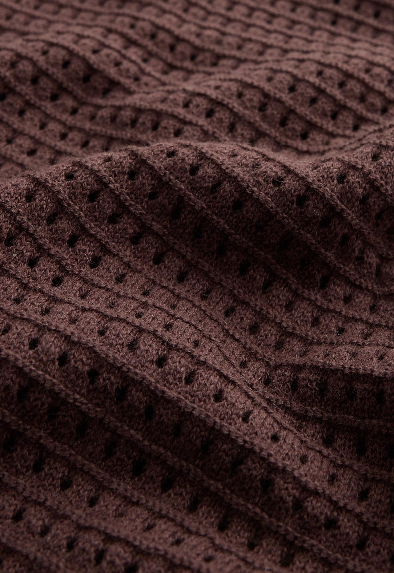 Cotton-blend open knit jumper — CHOCOLATE