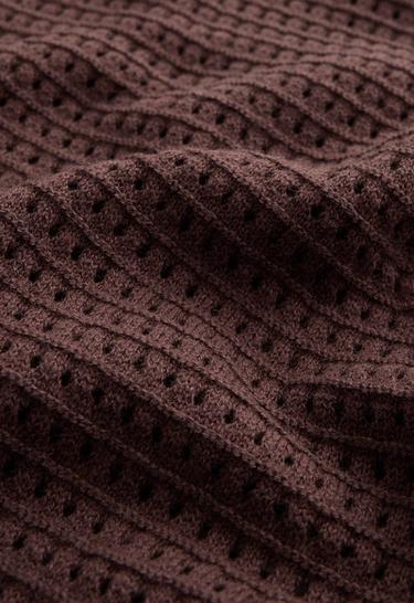 Cotton-blend open knit jumper — CHOCOLATE 7